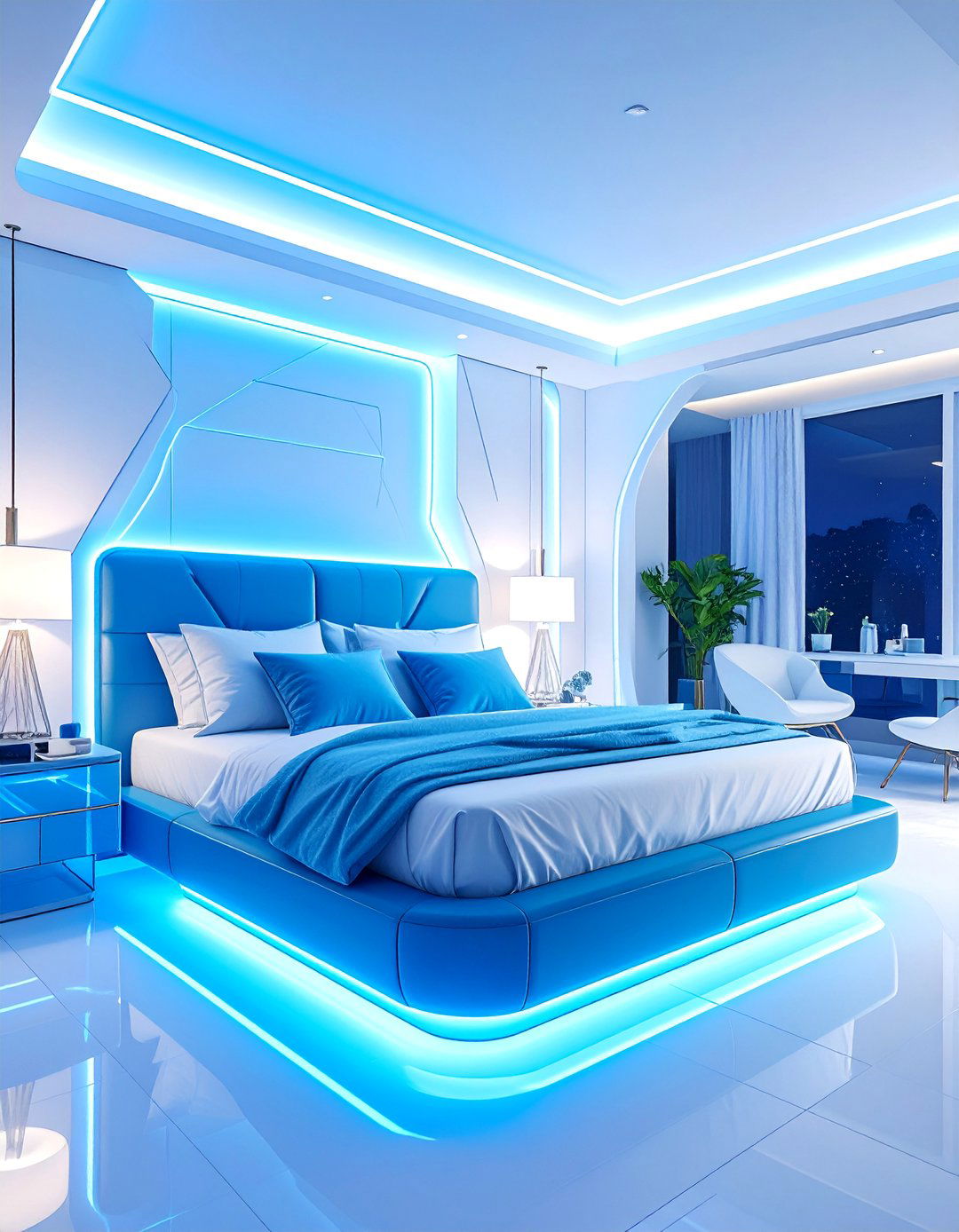 Royal Blue Space Age Modern Bedroom - 25 Royal Blue Bedroom Ideas