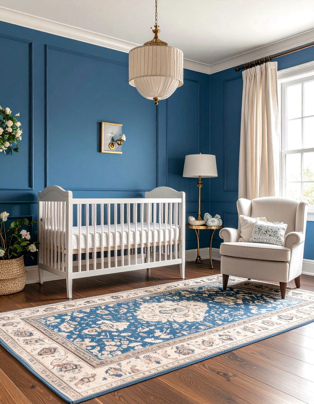 Royal Blue Traditional Nursery with Classic Furniture - 25 Blue Nursery Ideas