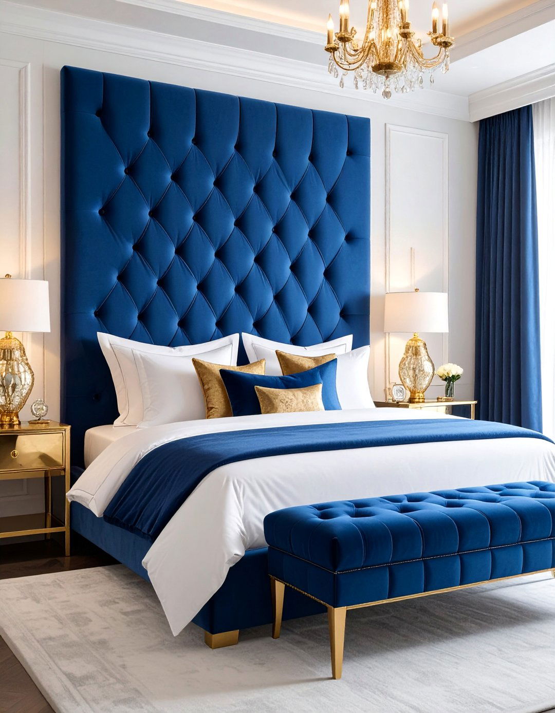 Royal Blue Velvet Headboard Luxury Suite - 25 Royal Blue Bedroom Ideas