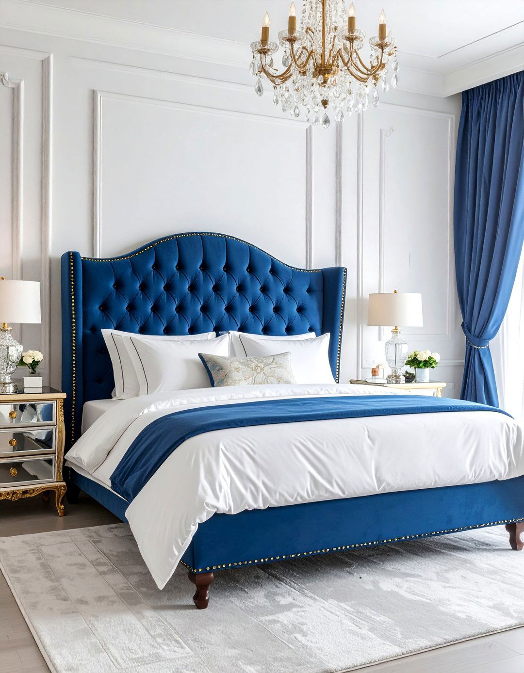 Royal Blue Vintage Hollywood Regency Bedroom - 25 Royal Blue Bedroom Ideas