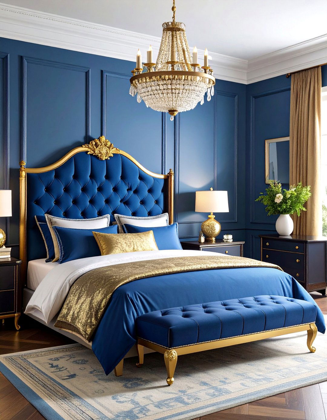 Royal Blue and Gold Traditional Elegance Bedroom - 25 Blue and Gold Bedroom Ideas