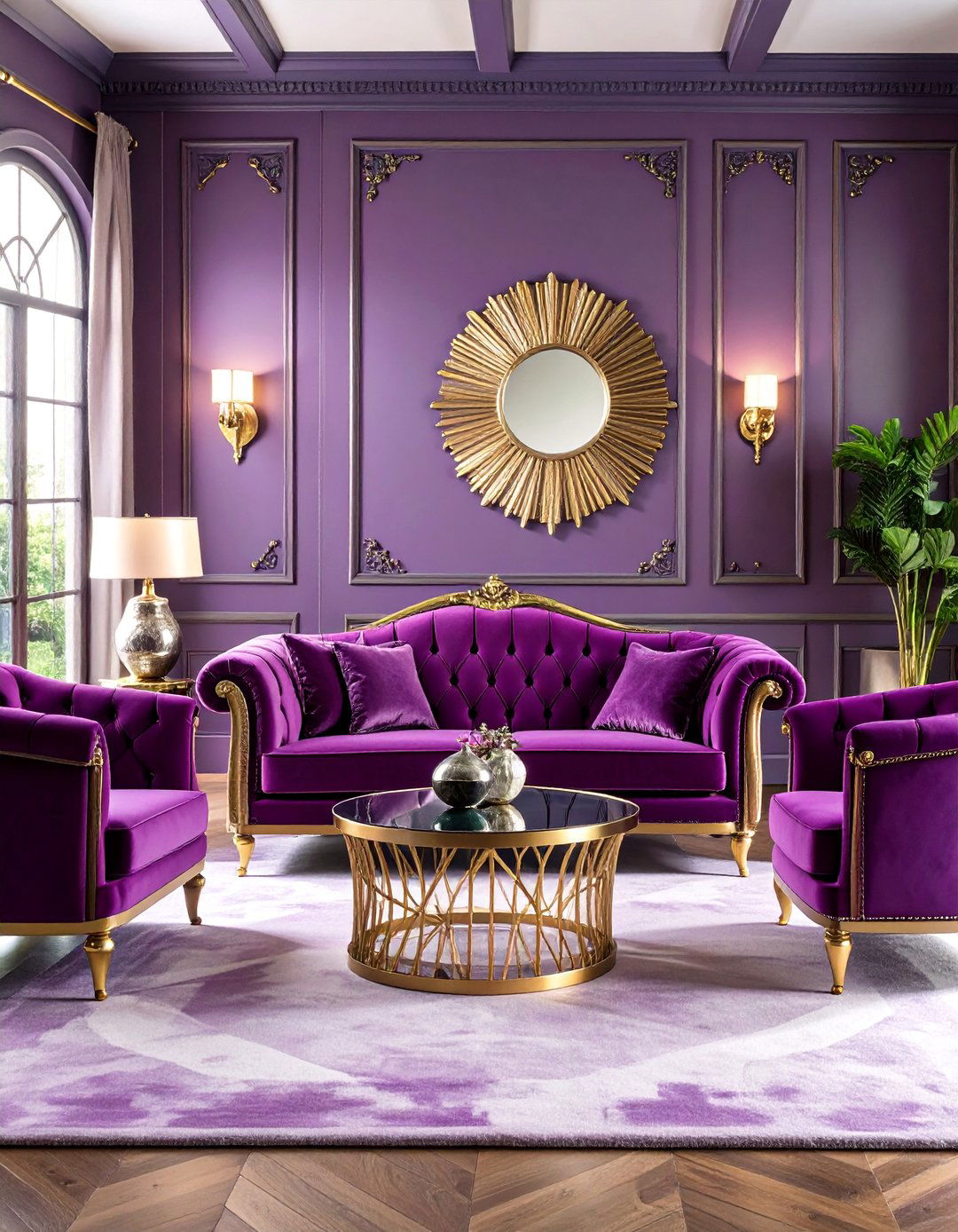 Royal Purple Art Deco Living Room - 25 Purple Living Room Ideas