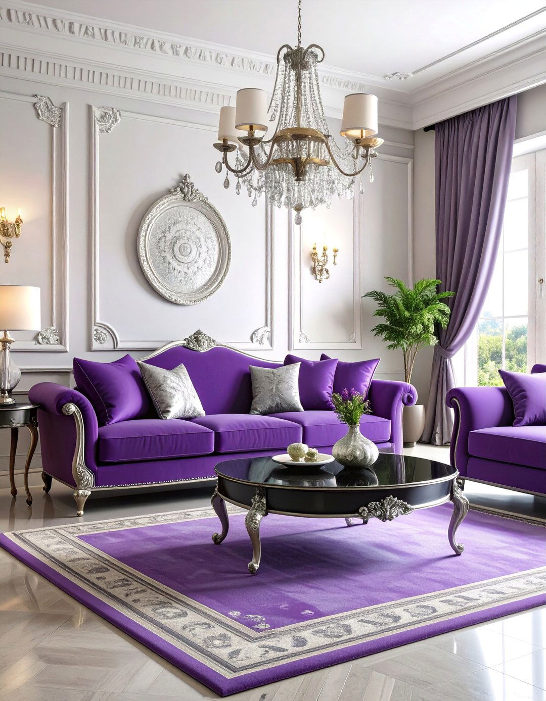 Royal Purple and Silver Living Room - 25 Chinoiserie Living Room Ideas
