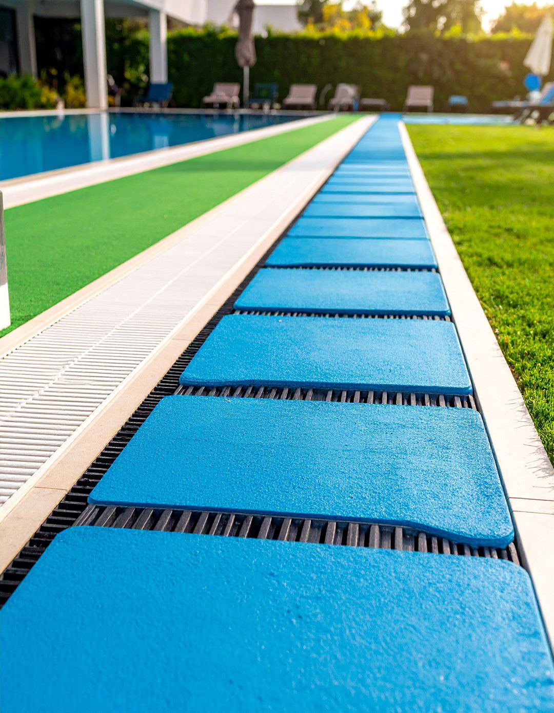 Rubber Pathway with Drainage Channels - 25 Above Ground Pool Walkway Ideas