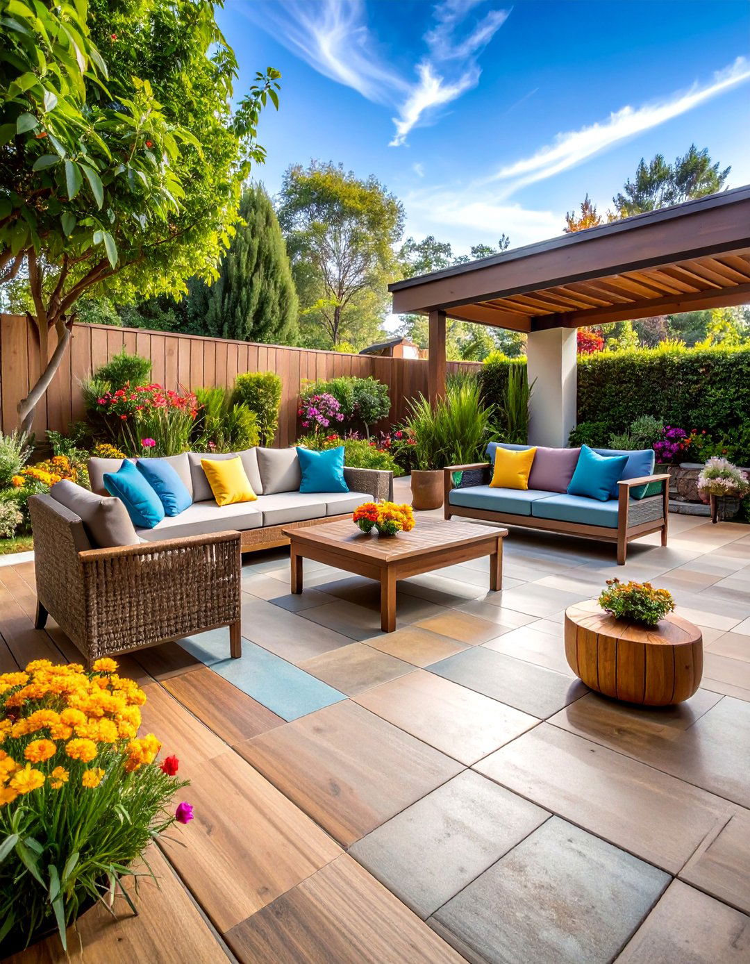 Rubber Tile Patio with Safety Focused Comfort Features - 25 Patio Flooring Ideas