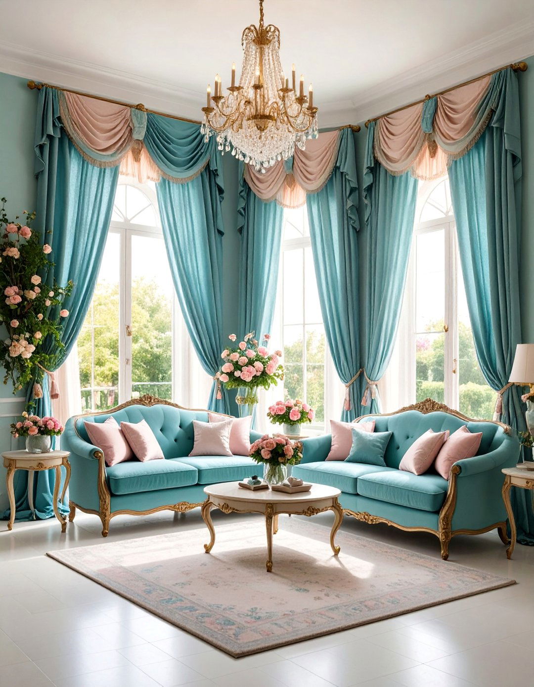 Ruffled Living Room Curtains with Romantic Texture - 25 Living Room Curtain Ideas
