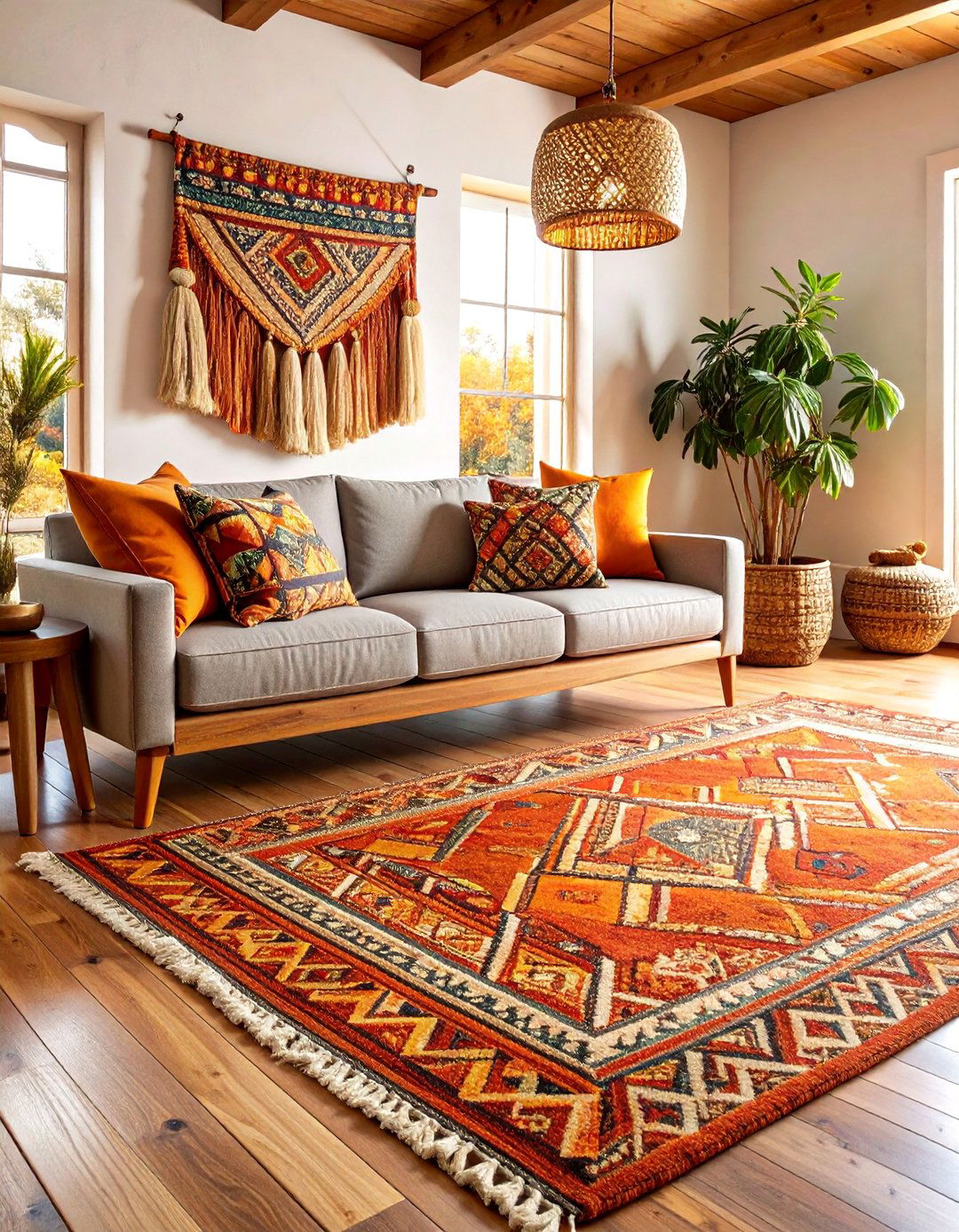 Rust Orange Autumn Warmth - 25 what color rug goes with a grey couch