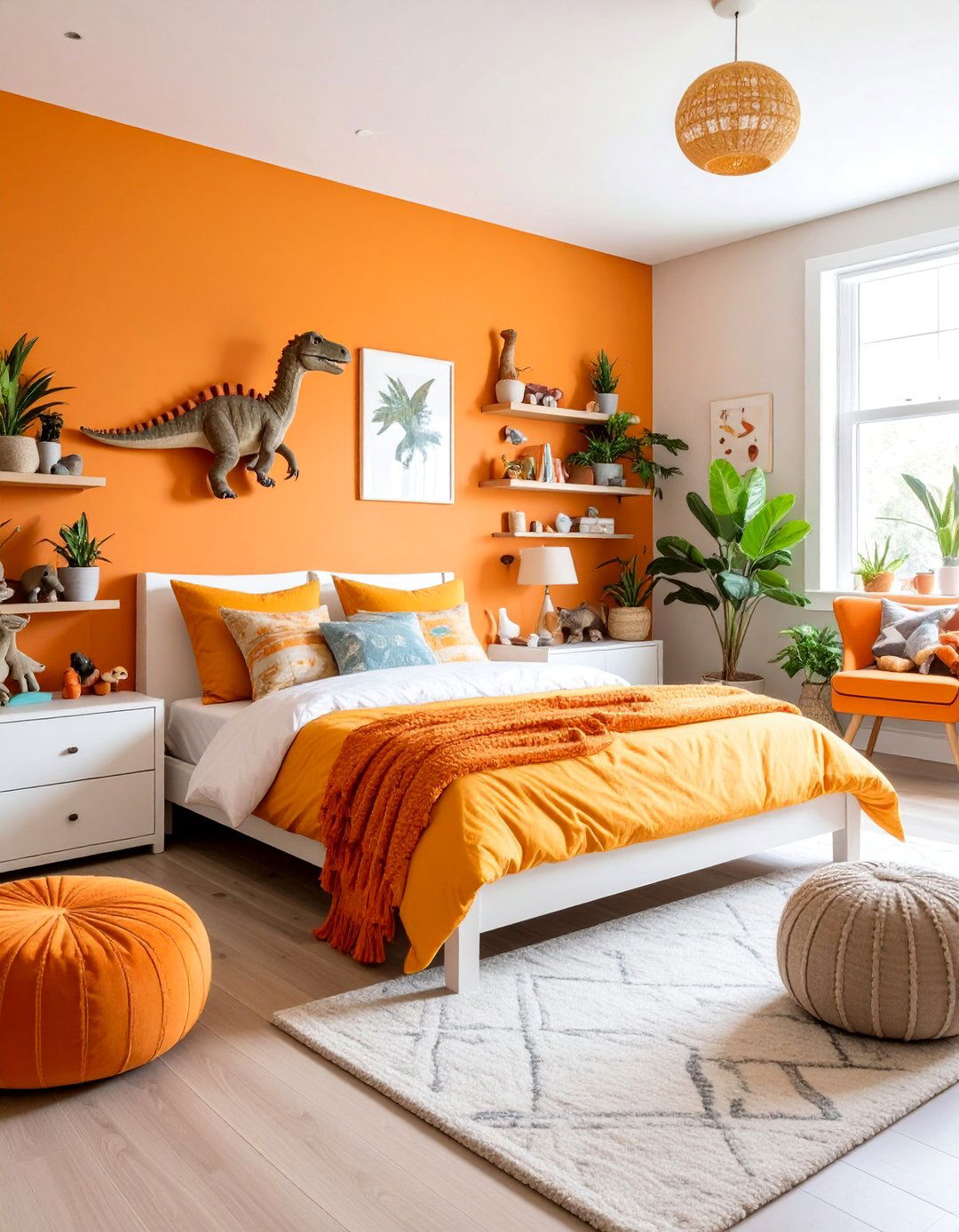 Rust Orange Boys Bedroom with Dinosaur Discovery Theme - 25 Boys Room Paint Ideas