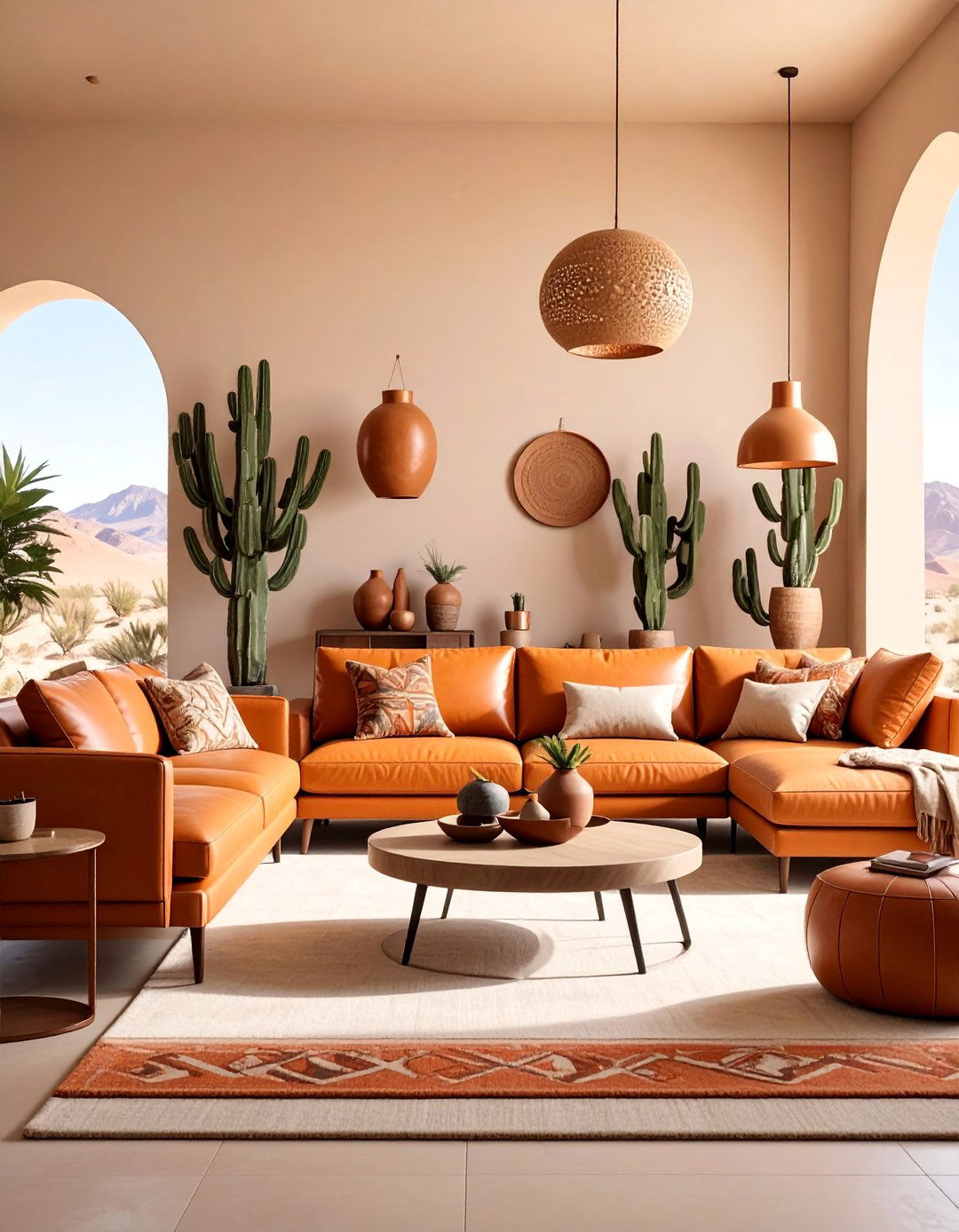 Rust Orange and Beige Living Room with Desert Inspired Warmth - 25 Two Colour Combination for Living Room