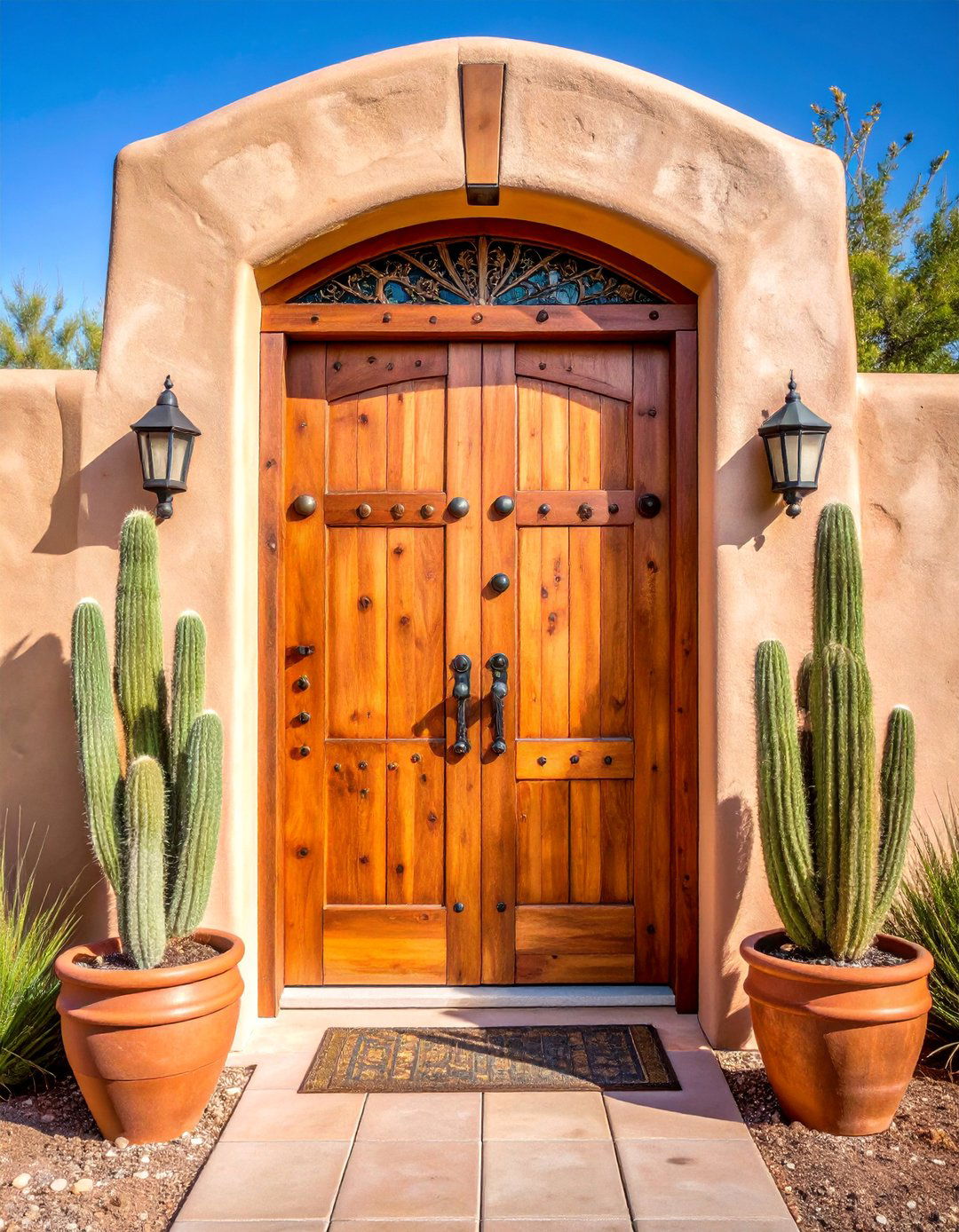 Rustic Alder Door with Copper Accents - 25 Rustic Front Door Ideas