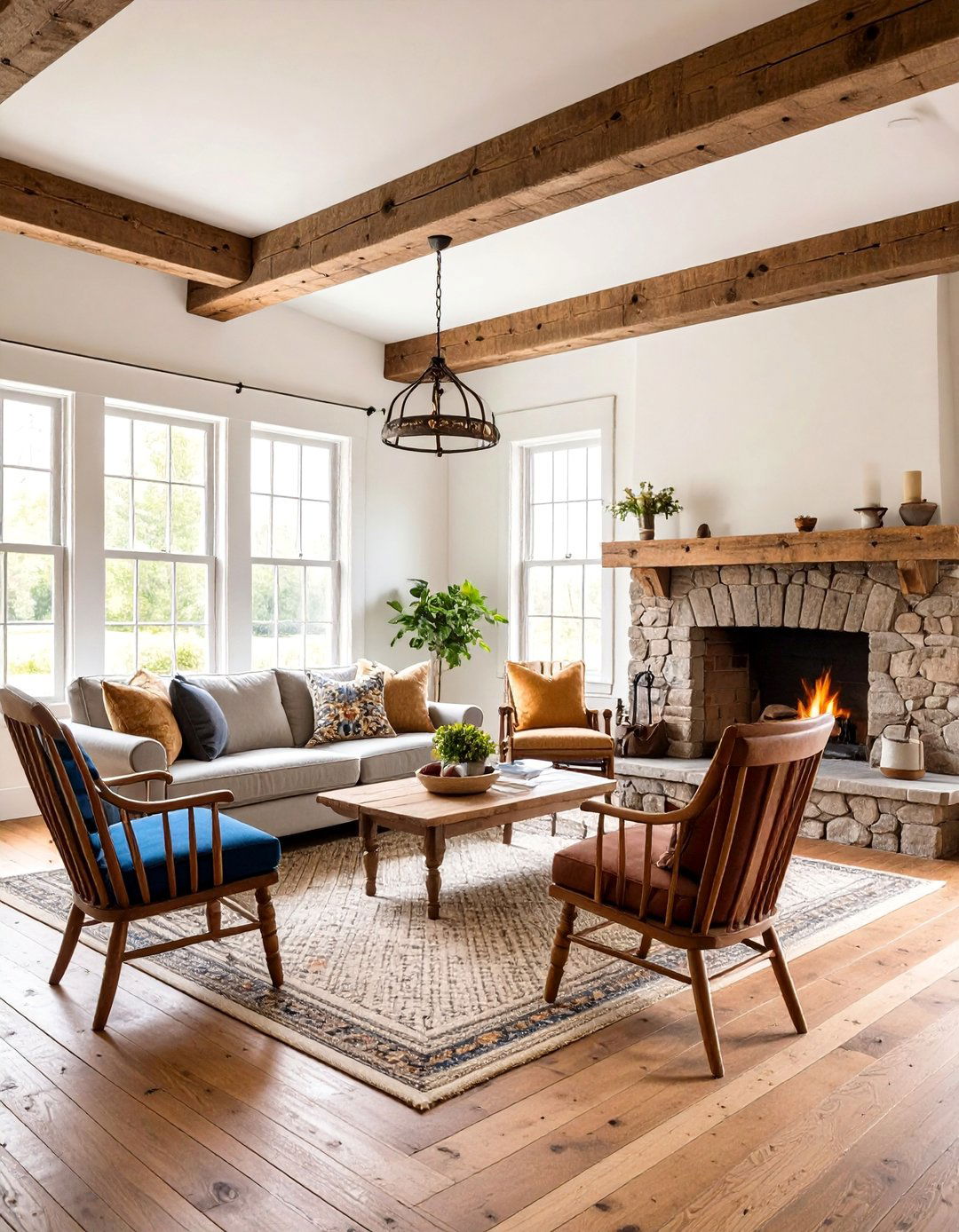 Rustic American Colonial Farmhouse Living Room - 25 Colonial Living Room Ideas