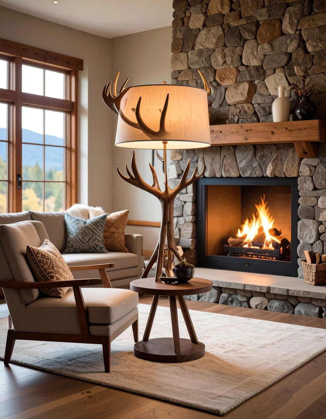 Rustic Antler Floor Lamp with Natural Elements - 25 Living Room Floor Lamp Ideas and Inspiration