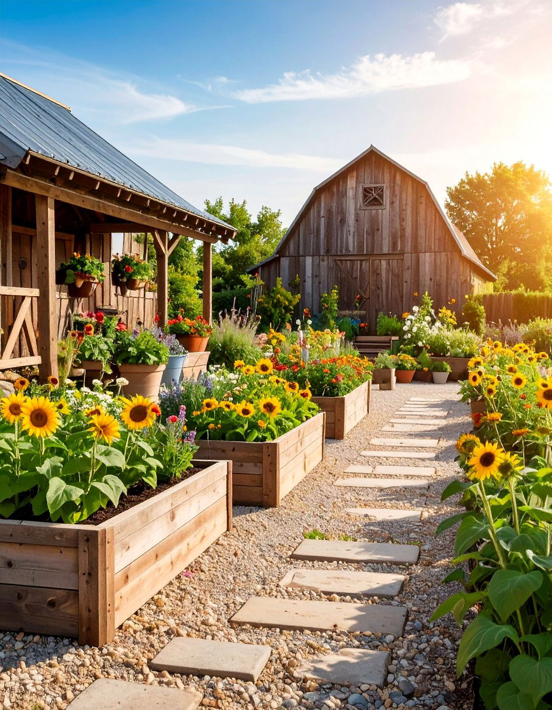 Rustic Barn Garden with Weathered Wood Features - 25 Vintage Garden Ideas