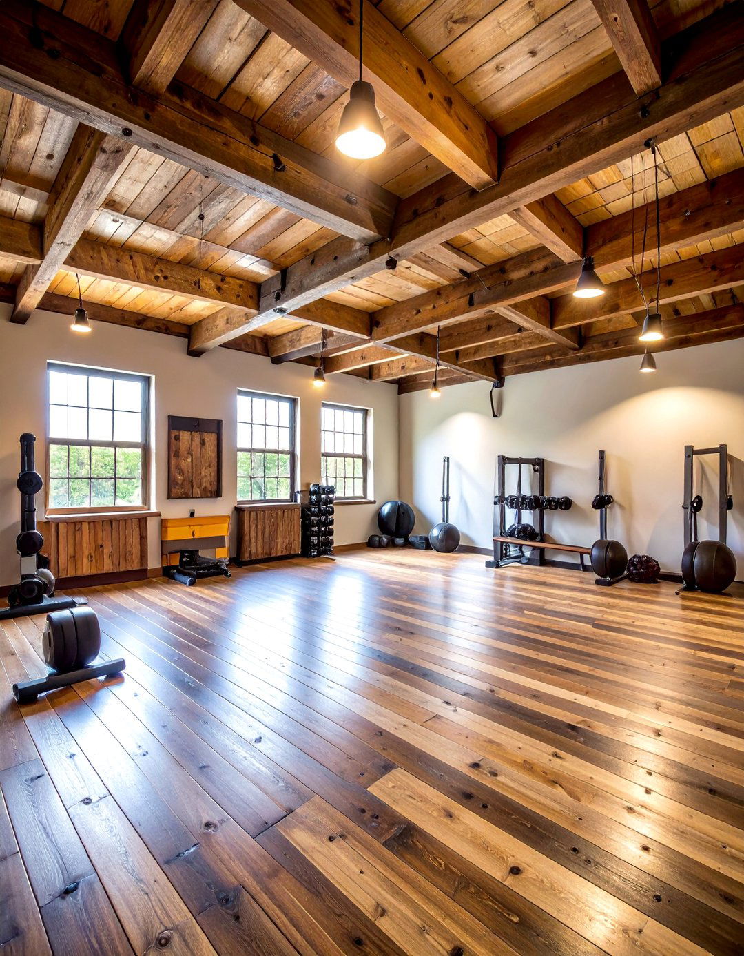 Rustic Barn Style Basement Gym - 25 Basement Gym Ideas