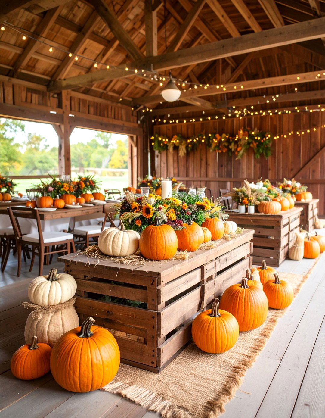 Rustic Barn Wedding with Harvest Centerpieces - 25 Fall Wedding Décor Ideas
