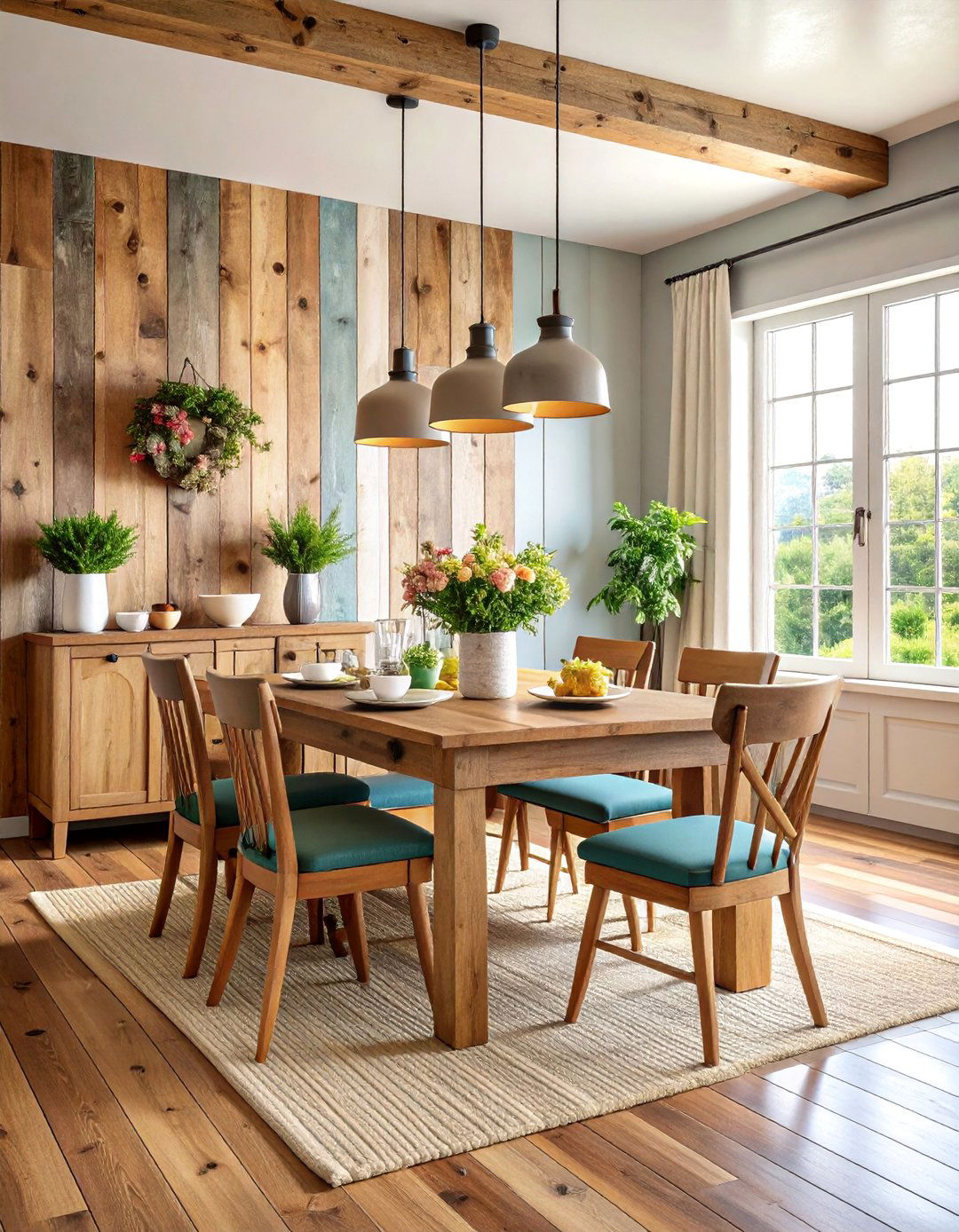 Rustic Barn Wood Feature Wall - 25 Dining Room Accent Wall Ideas