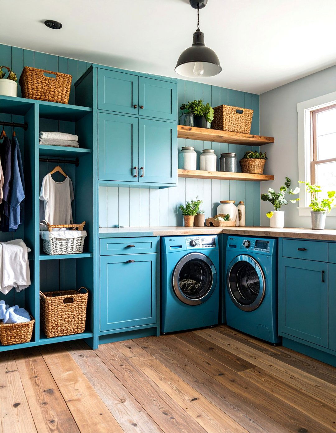 Rustic Barn Wood Shiplap with Industrial Accents - 25 Shiplap Laundry Room Ideas