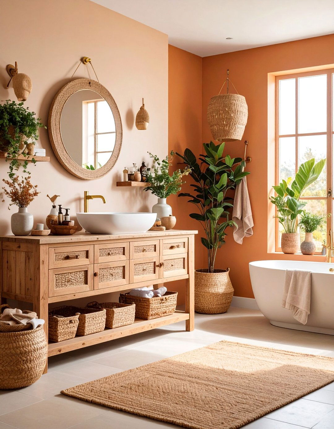 Rustic Bathroom Vanity with Vessel Sinks - 25 Farmhouse Decor Ideas