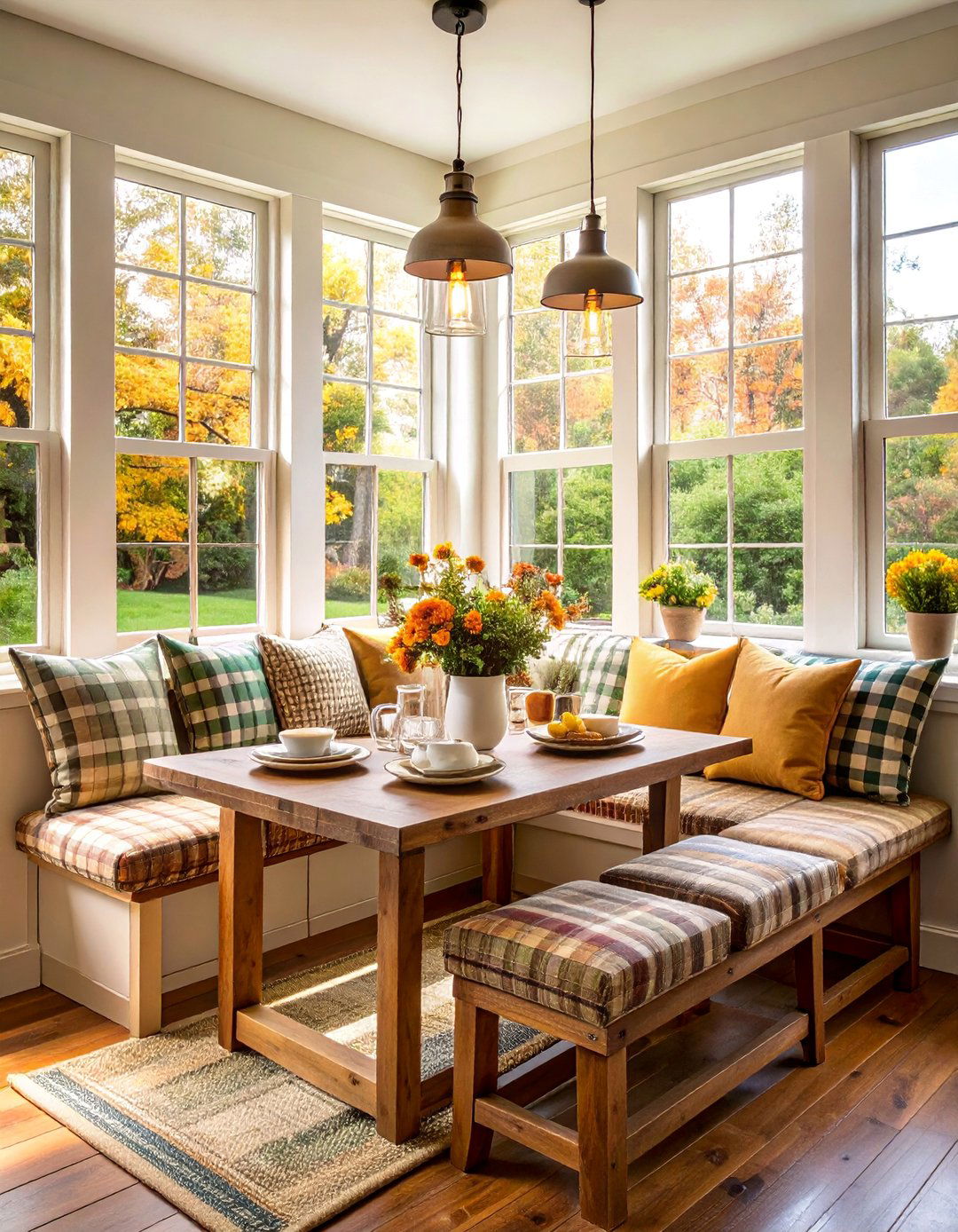Rustic Bay Window Breakfast Banquette - 25 Bay Window Ideas