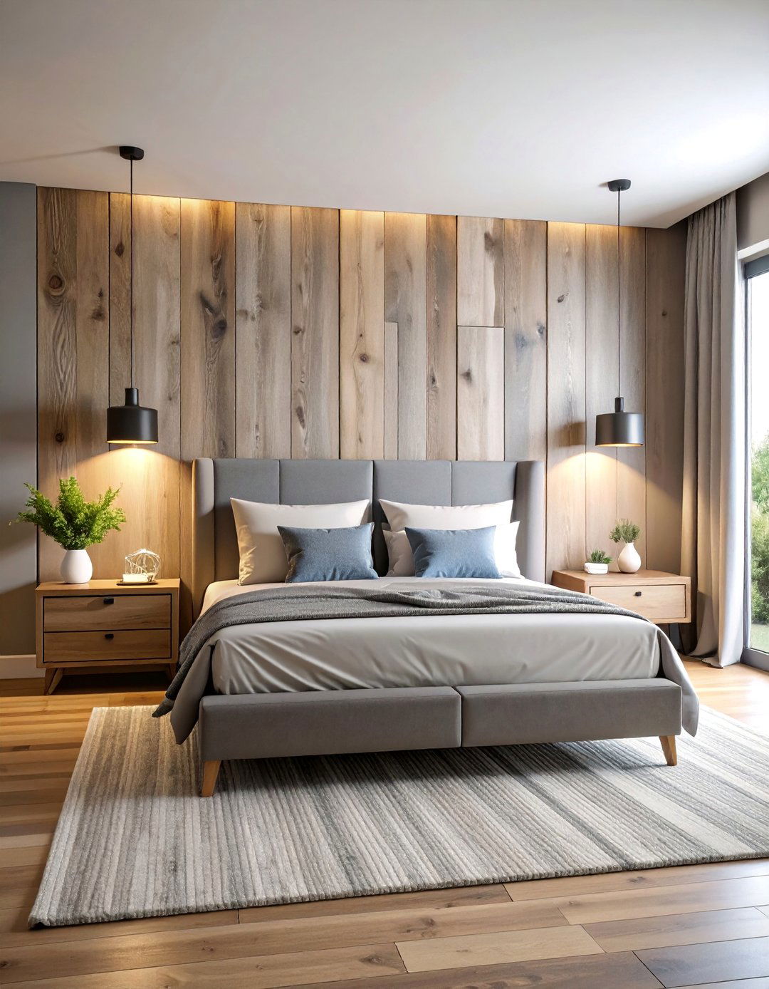Rustic Bedroom Headboard Wall with Reclaimed Barnwood - 25 Barnwood Accent Wall Ideas