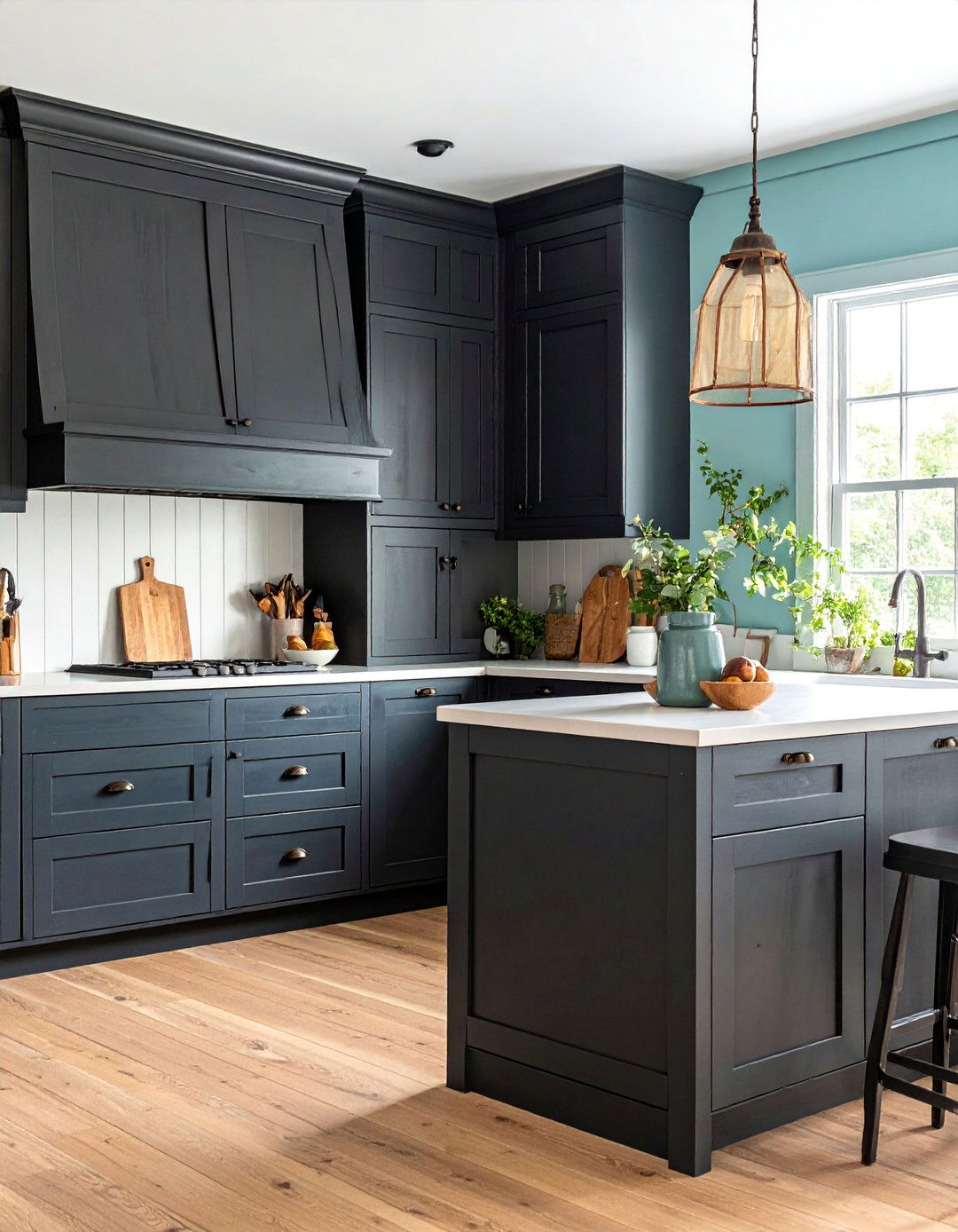 Rustic Black Cabinets with Reclaimed Wood Elements - 25 Black Kitchen Cabinet Ideas