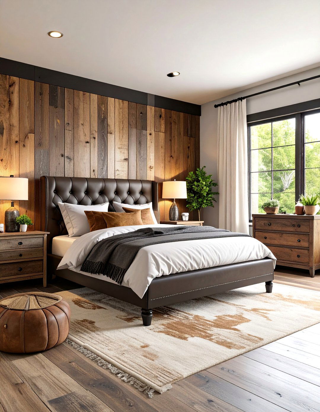 Rustic Black and Brown Bedroom with Reclaimed Wood - 25 Black and Brown Bedroom Ideas