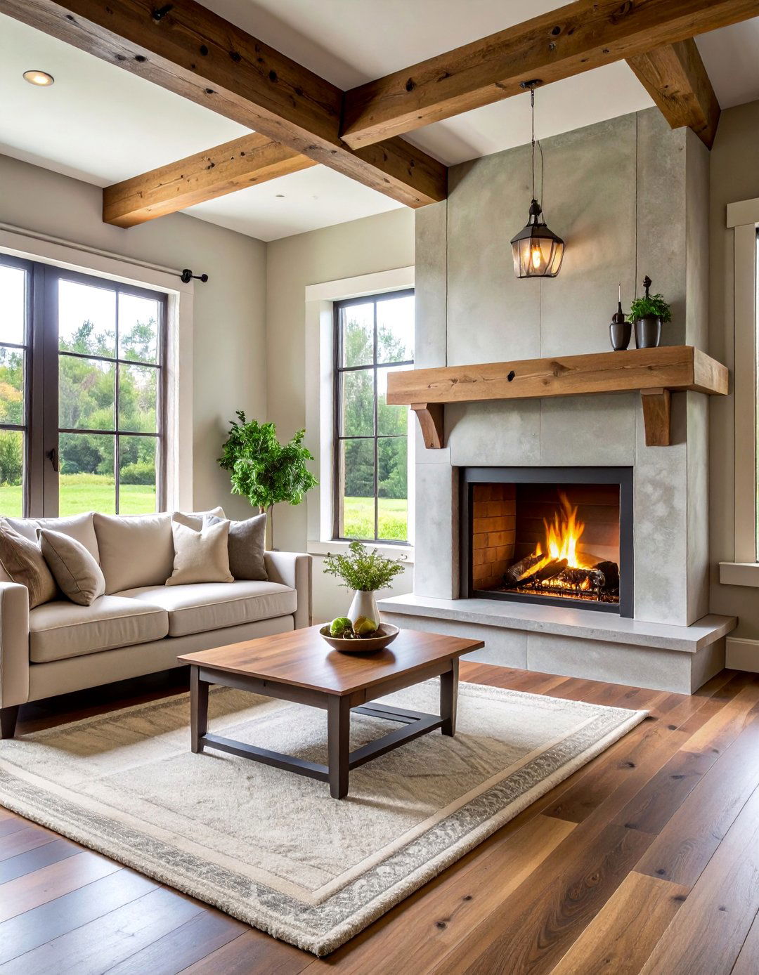 Rustic Board Formed Concrete Fireplace - 25 Concrete Fireplace Ideas