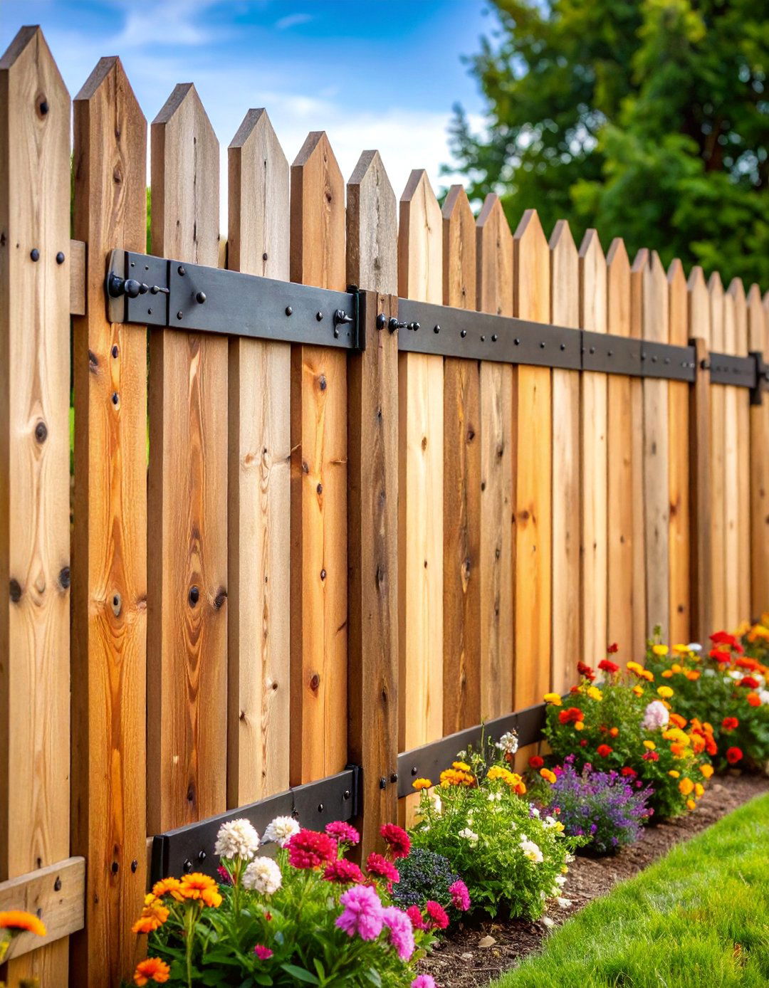 Rustic Board on Board with Barn Style Hardware - 25 Board on Board Fence Ideas