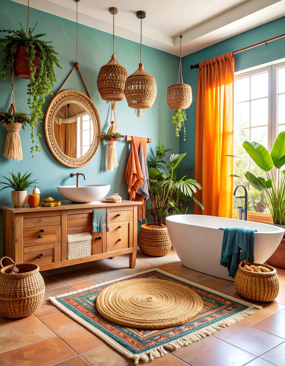 Rustic Boho Bathroom Retreat with Natural Materials - 25 House Decor Ideas