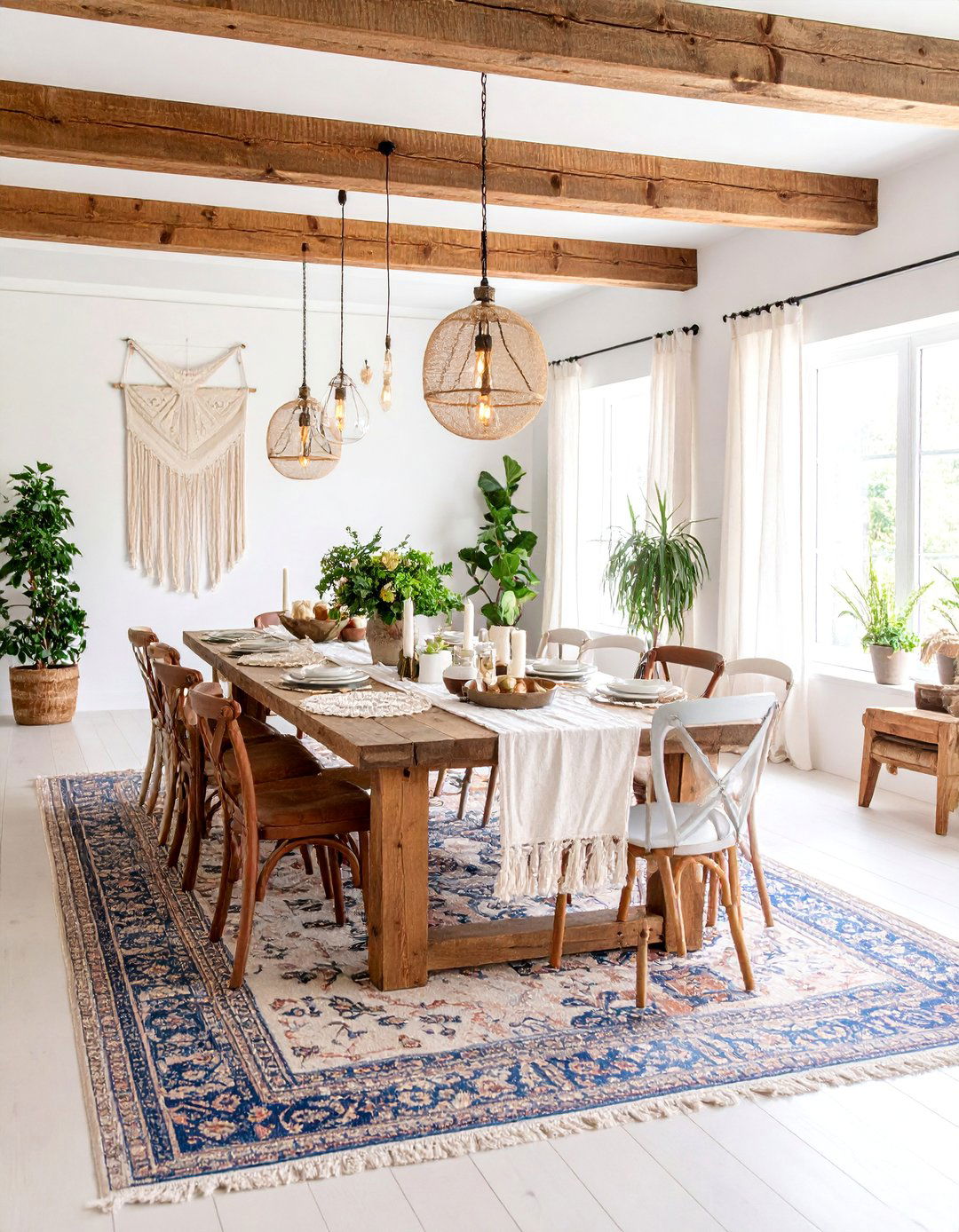 Rustic Boho Dining Room with Reclaimed Wood - 25 Boho Dining Room Ideas
