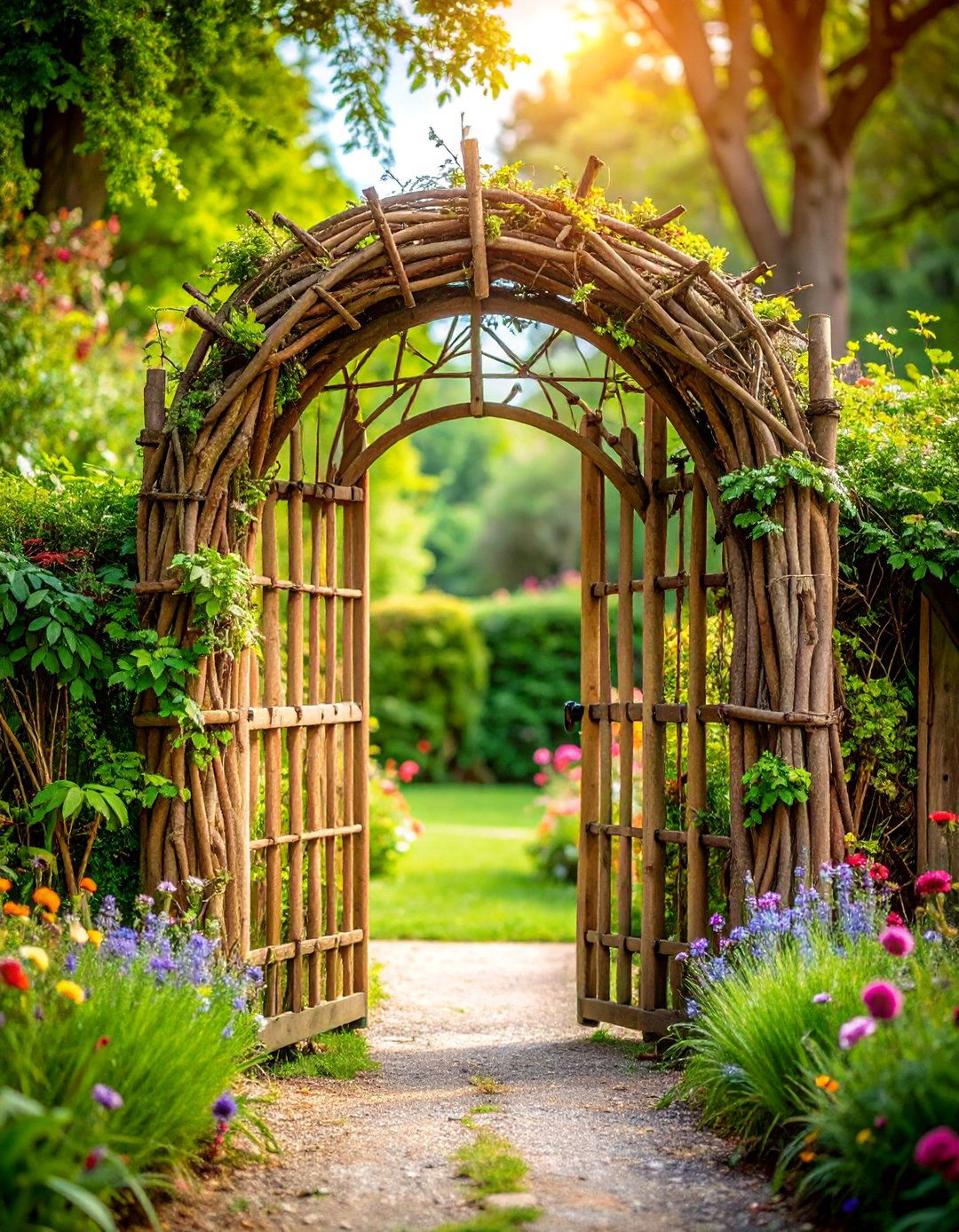 Rustic Branch and Twig Garden Gate - 25 garden gate ideas