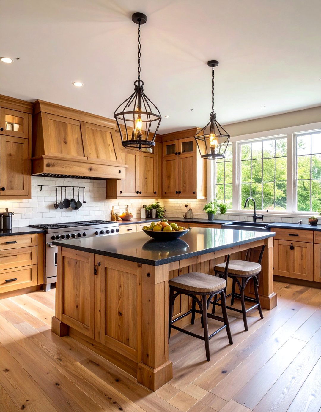 Rustic Brown with Black Granite Composite - 25 Brown Kitchen Cabinets With Black Countertops
