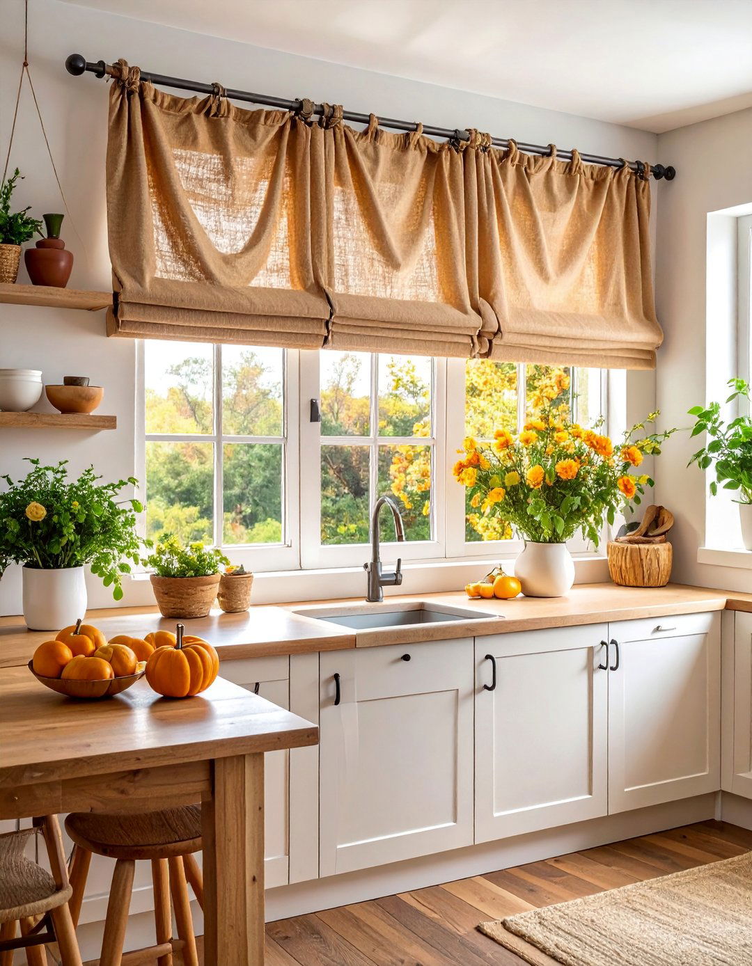 Rustic Burlap Kitchen Valances - 25 Kitchen Curtain Ideas