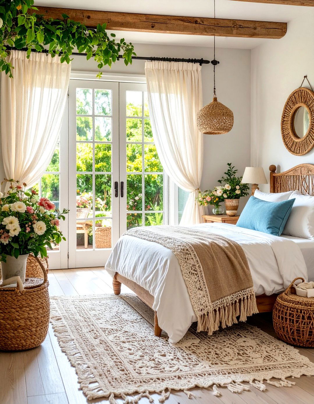 Rustic Burlap and Lace Combination - 25 Sliding Door Curtain Ideas