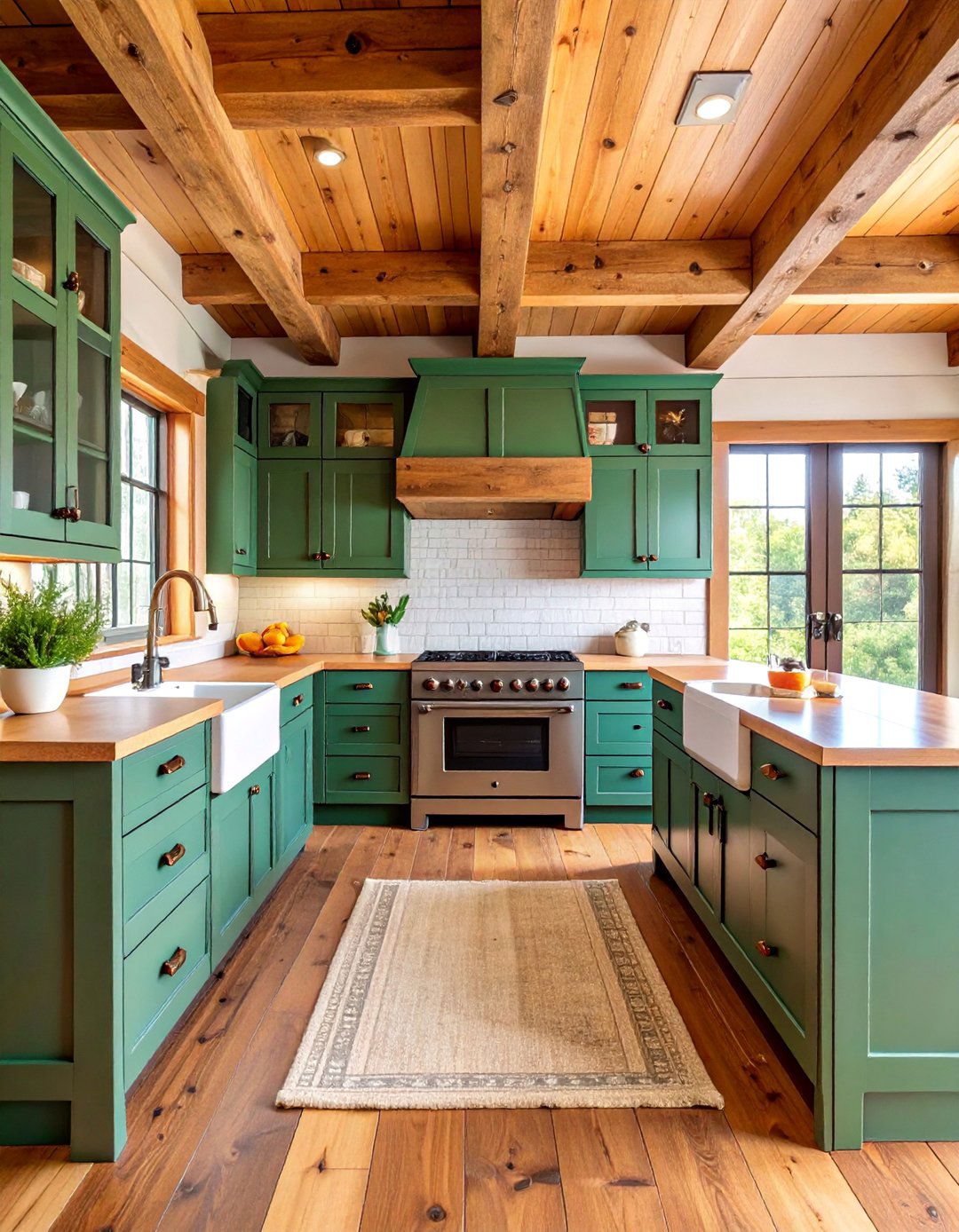Rustic Cabin Olive Green Kitchen with Reclaimed Wood Features - 25 Olive Green Kitchens