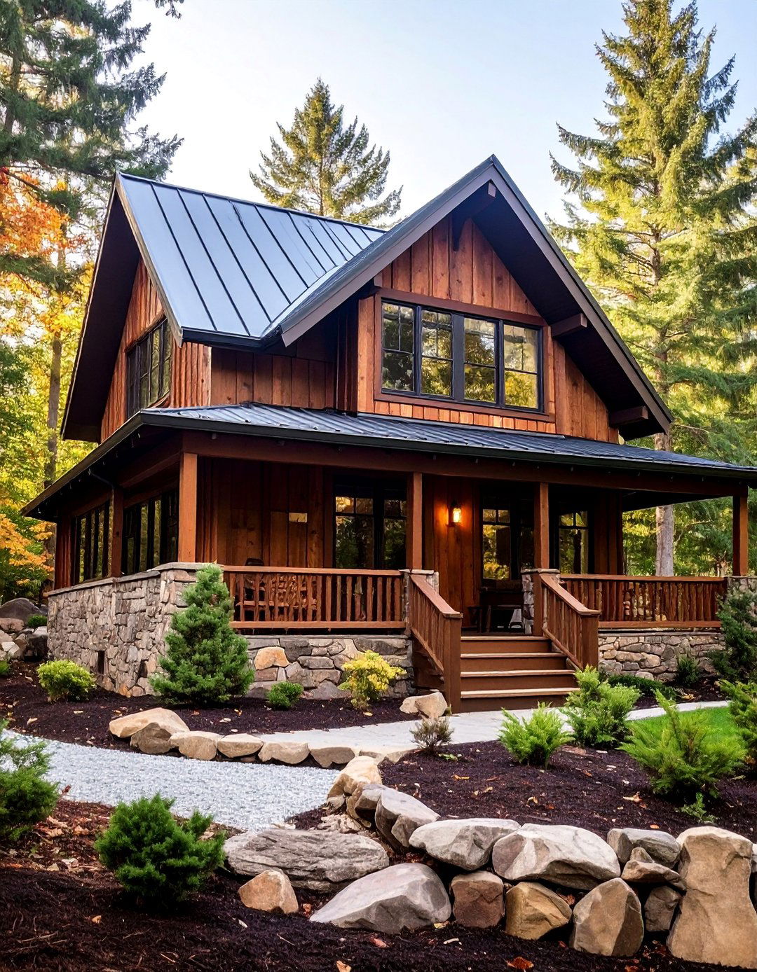Rustic Cabin Style with Natural Wood Grain Chocolate Brown - 25 Chocolate Brown House Exterior Design Ideas