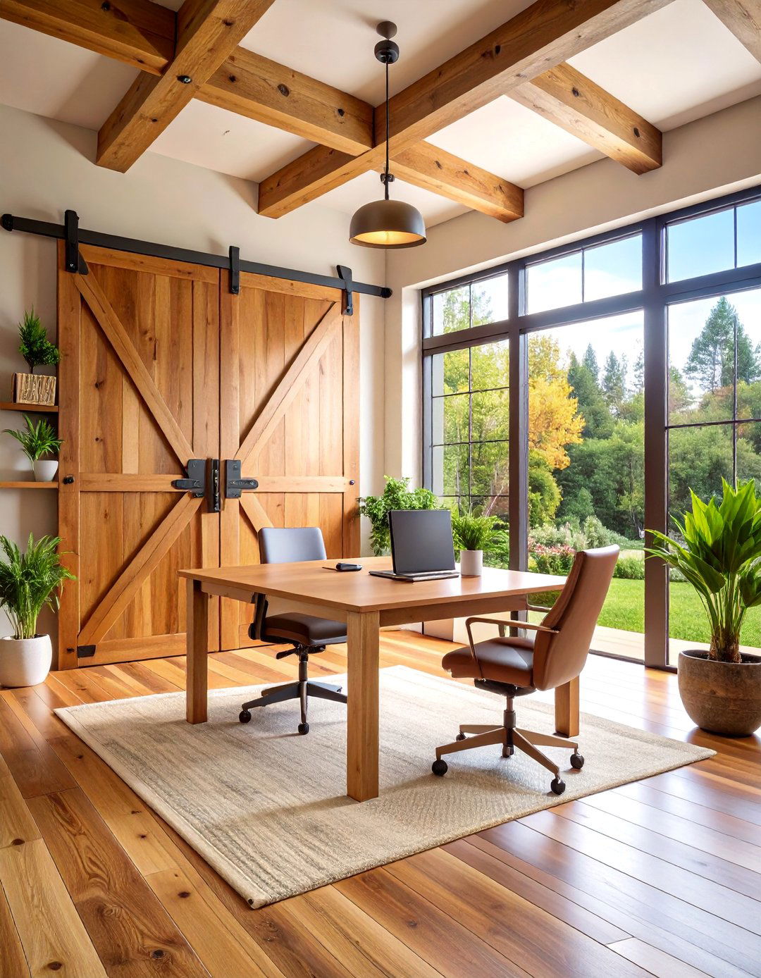 Rustic Cedar Barn Door with Metal Accents - 25 Home Office Door Ideas