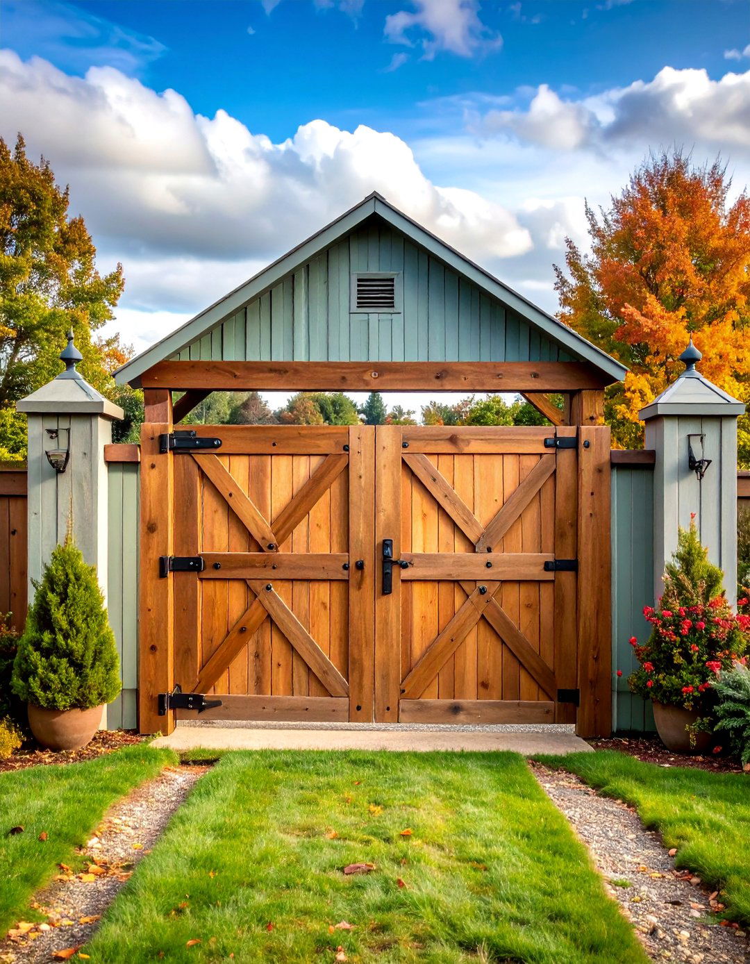 Rustic Cedar Farmhouse Gate - 25 Front Door Gate Ideas