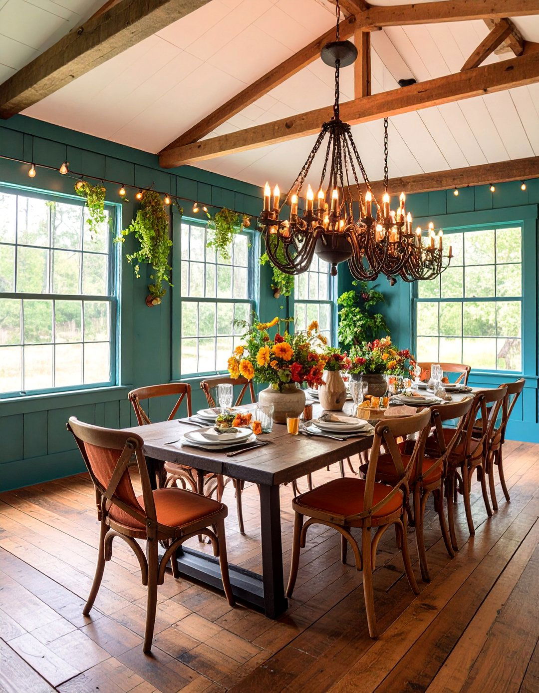 Rustic Chandelier Dining Room - 25 Rustic Barndominium Interior Design Ideas