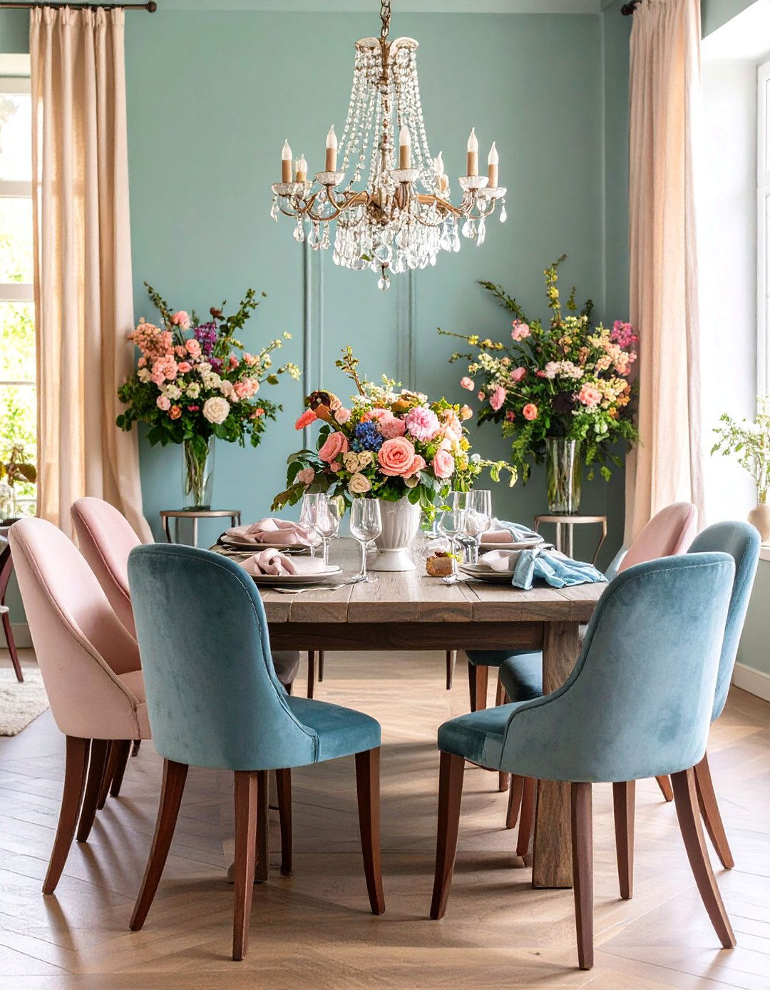 Rustic Chic Dining Room with Refined Feminine Touches - 25 Rustic Dining Room Ideas