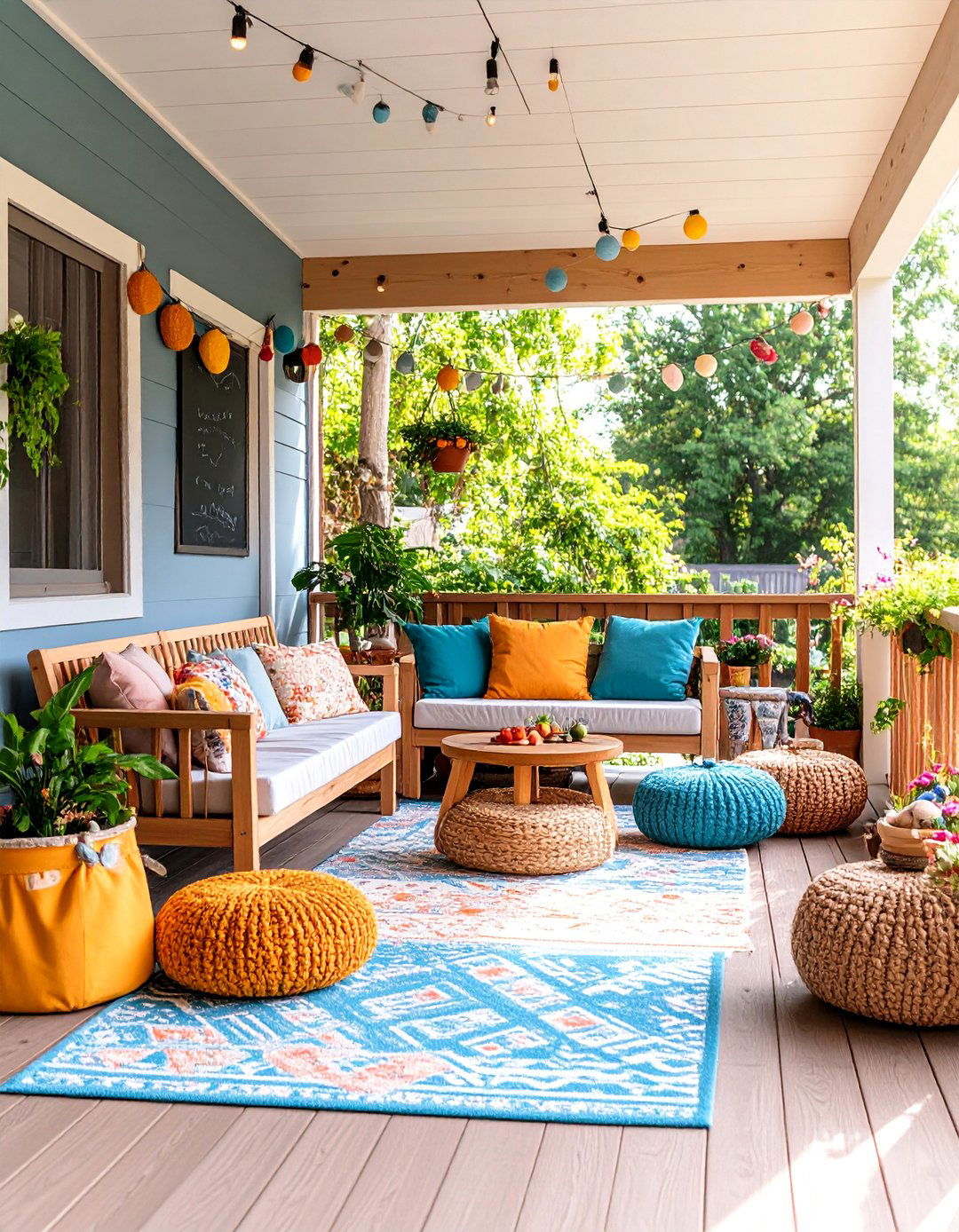 Rustic Childrens Play Porch with Toys and Safe Activity Areas - 25 Rustic Porch Ideas