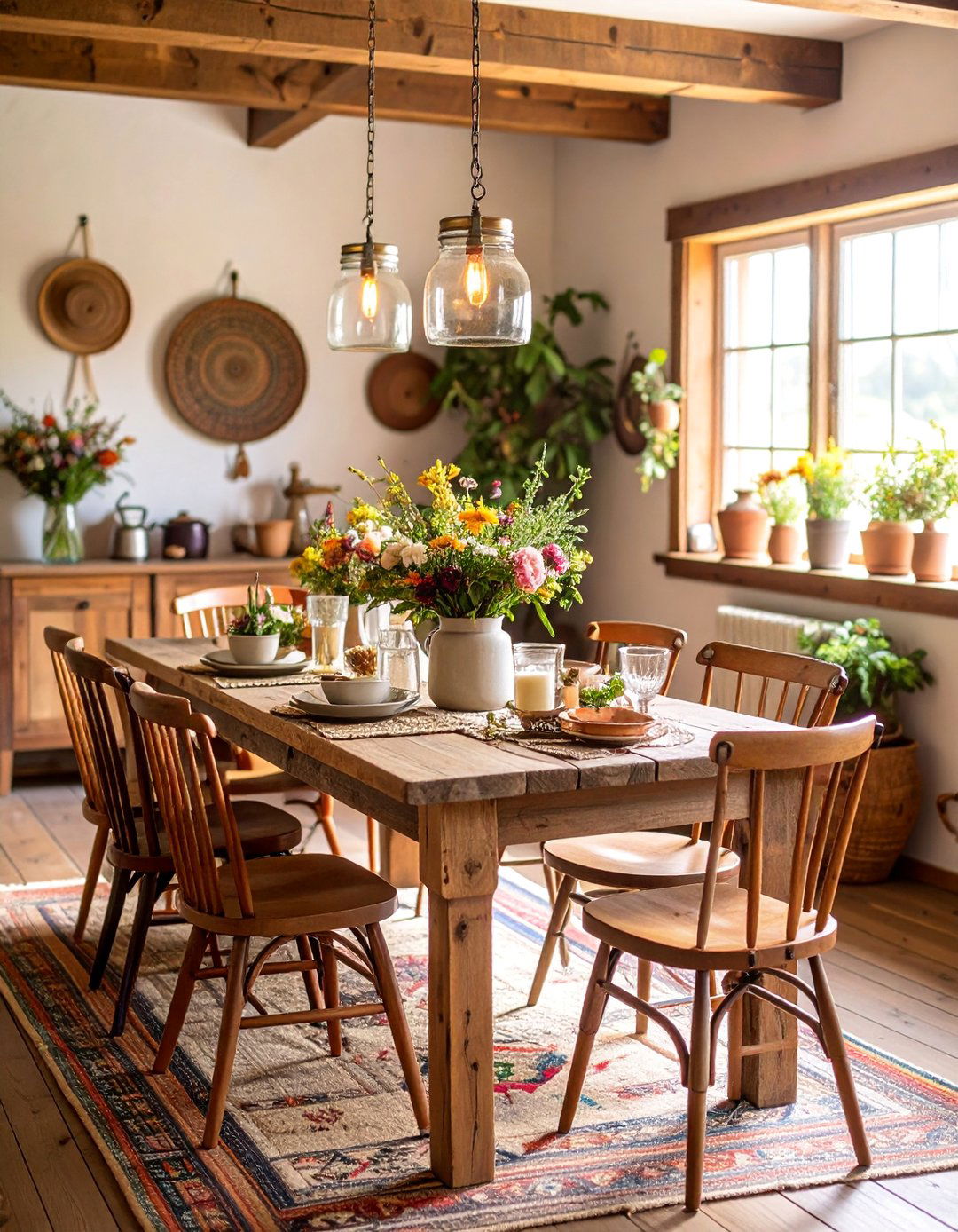 Rustic Colonial Dining Room with Reclaimed Wood Elements - 25 Colonial Dining Room Ideas