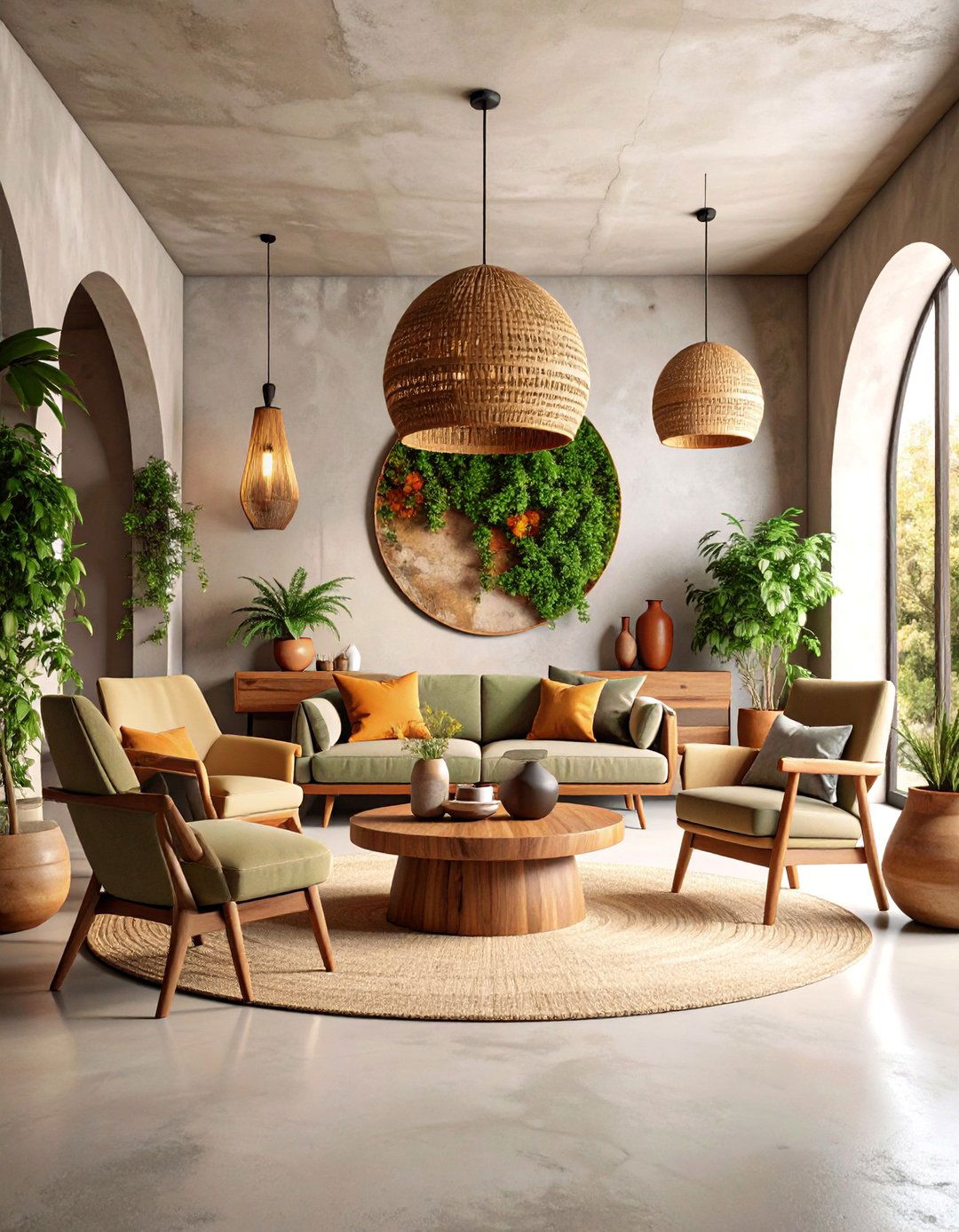 Rustic Concrete Floor Living Room with Earthy Color Palette - 25 Rustic Concrete Floor Living Room Ideas