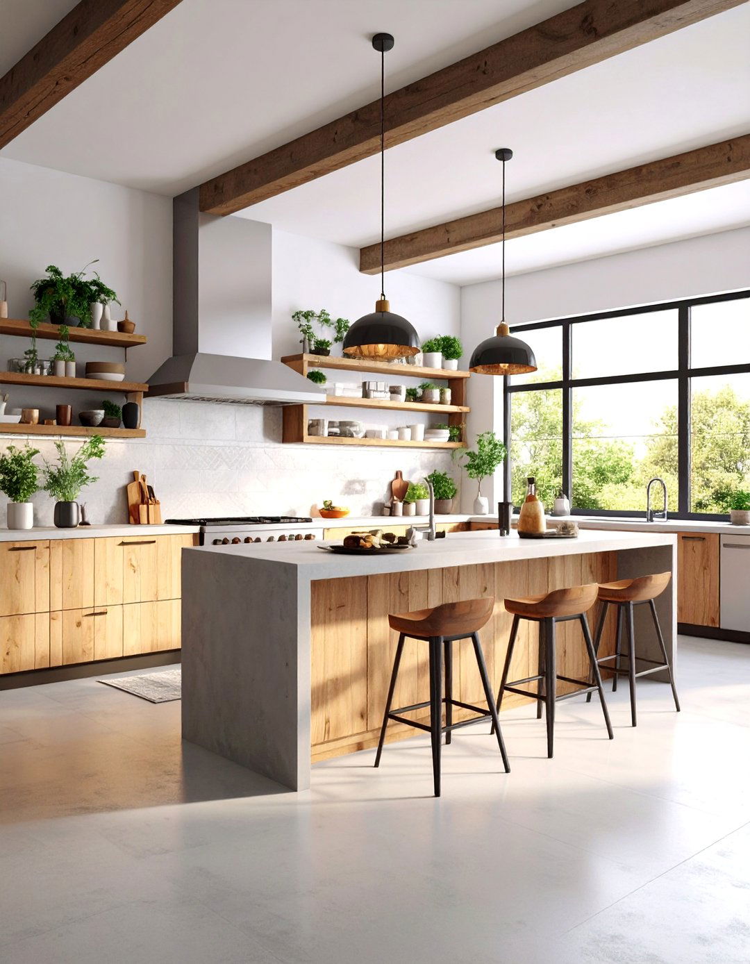 Rustic Contemporary Eclectic Kitchen with Natural Materials - 25 Eclectic Kitchen Ideas