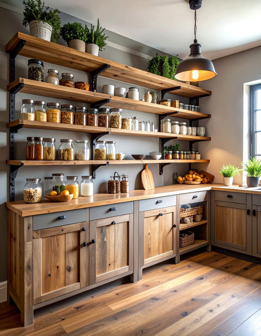 Rustic Corner Pantry with Reclaimed Wood Shelving - 25 Corner Pantry Ideas