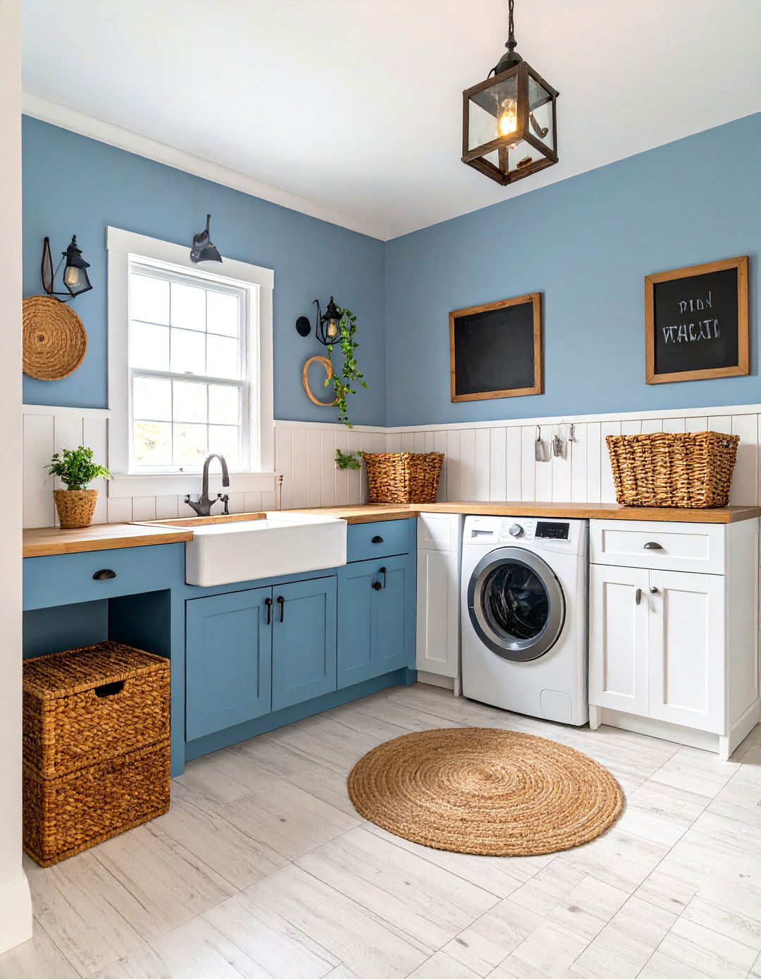 Rustic Cottage Basement Laundry with Beadboard and Vintage Touches - 25 basement laundry room ideas