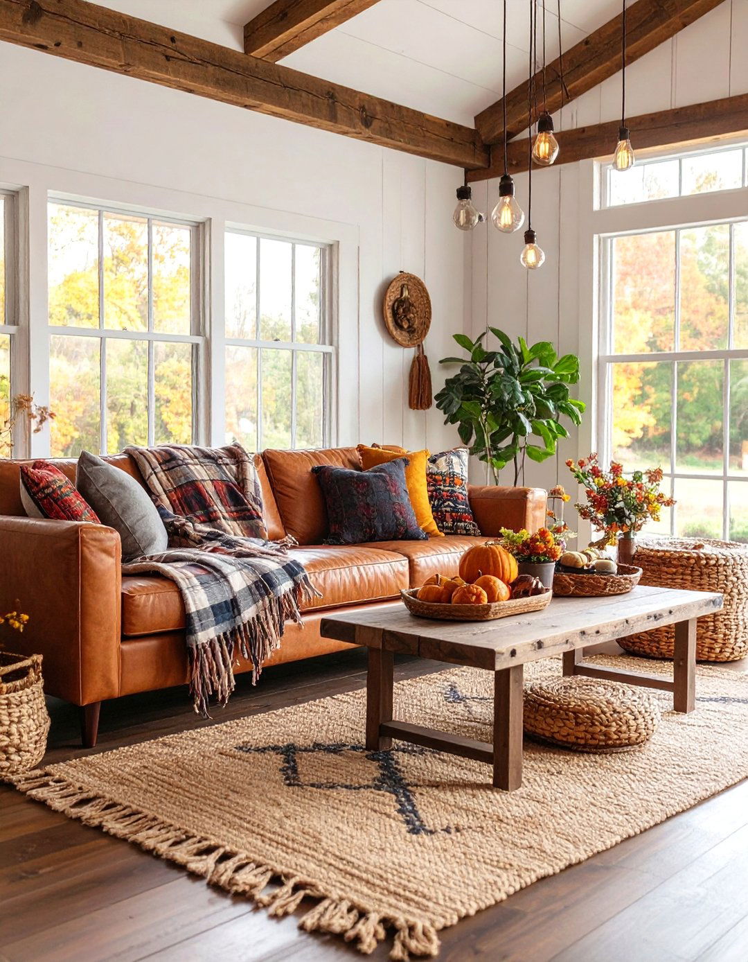 Rustic Dark Brown Leather Couch with Wood Accents - 25 Dark Brown Couch Living Room Ideas