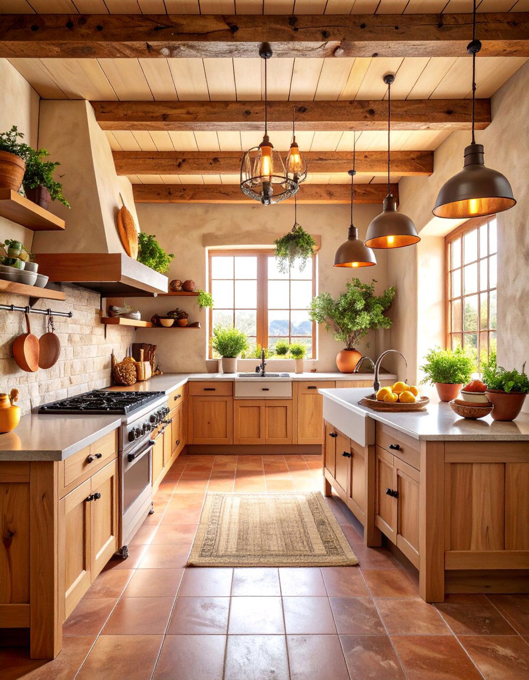 Rustic Desert Kitchen with Stone Elements - 25 Desert Themed Room Ideas