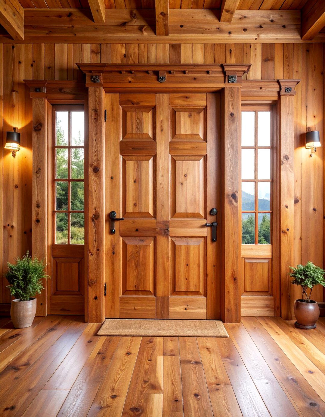 Rustic Door Trim with Natural Wood Grain - 25 Door Trim Ideas
