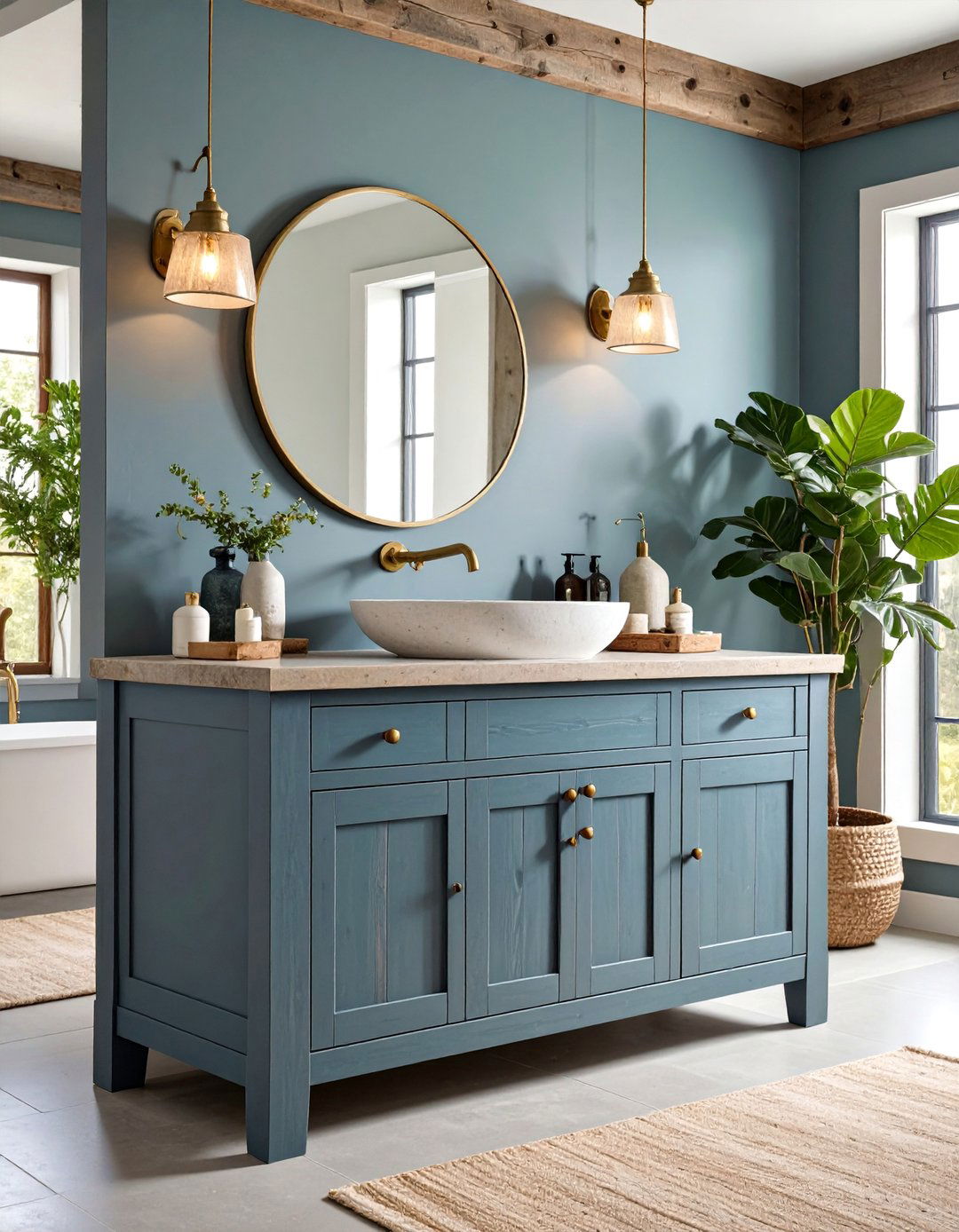 Rustic Driftwood Grey Vanity with Reclaimed Wood Accents - 25 Grey Bathroom Vanity Design Ideas